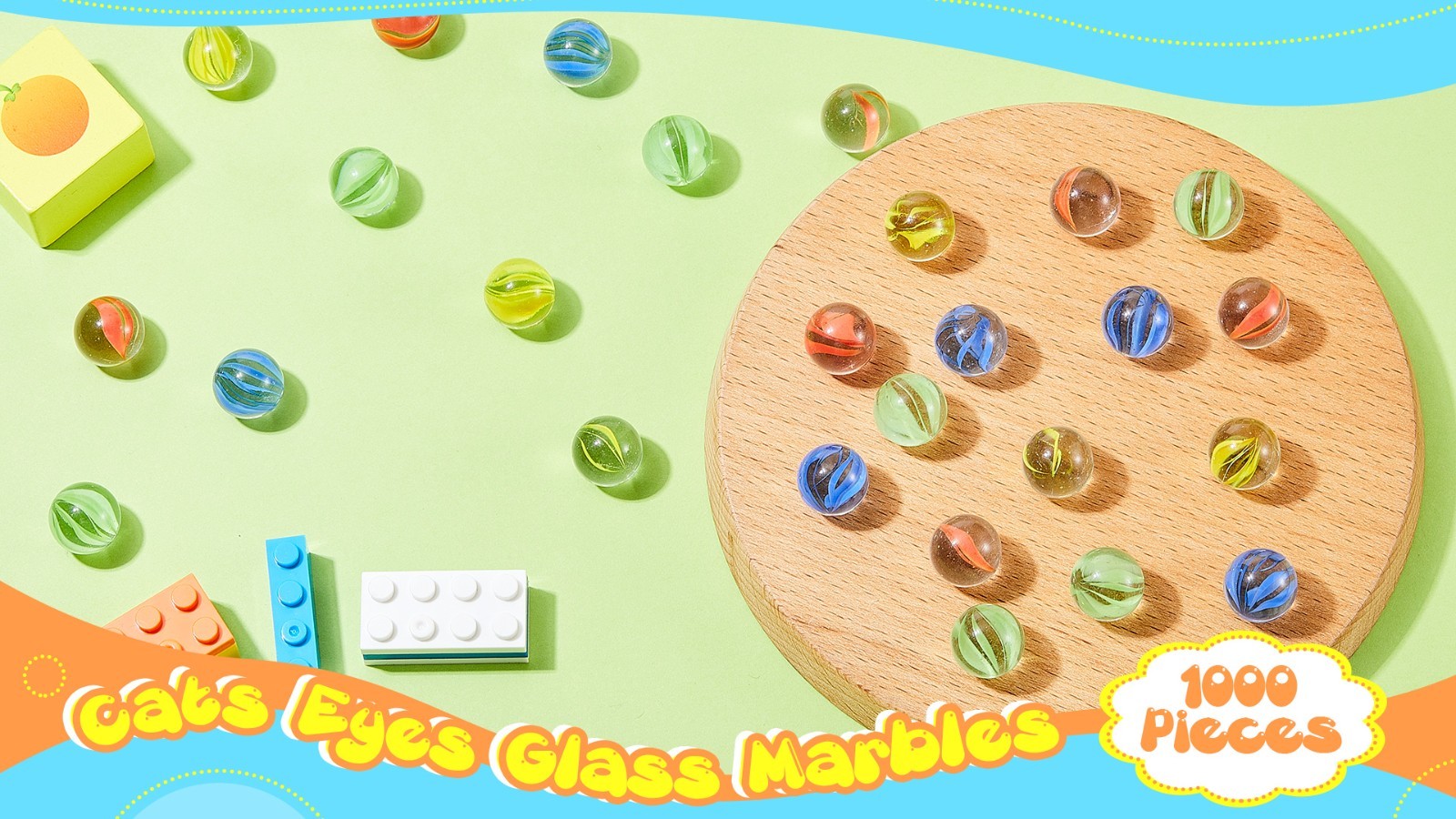 1000 Pieces Colorful Glass Marbles 0.55″ Round for Kids, DIY, Games & Decor