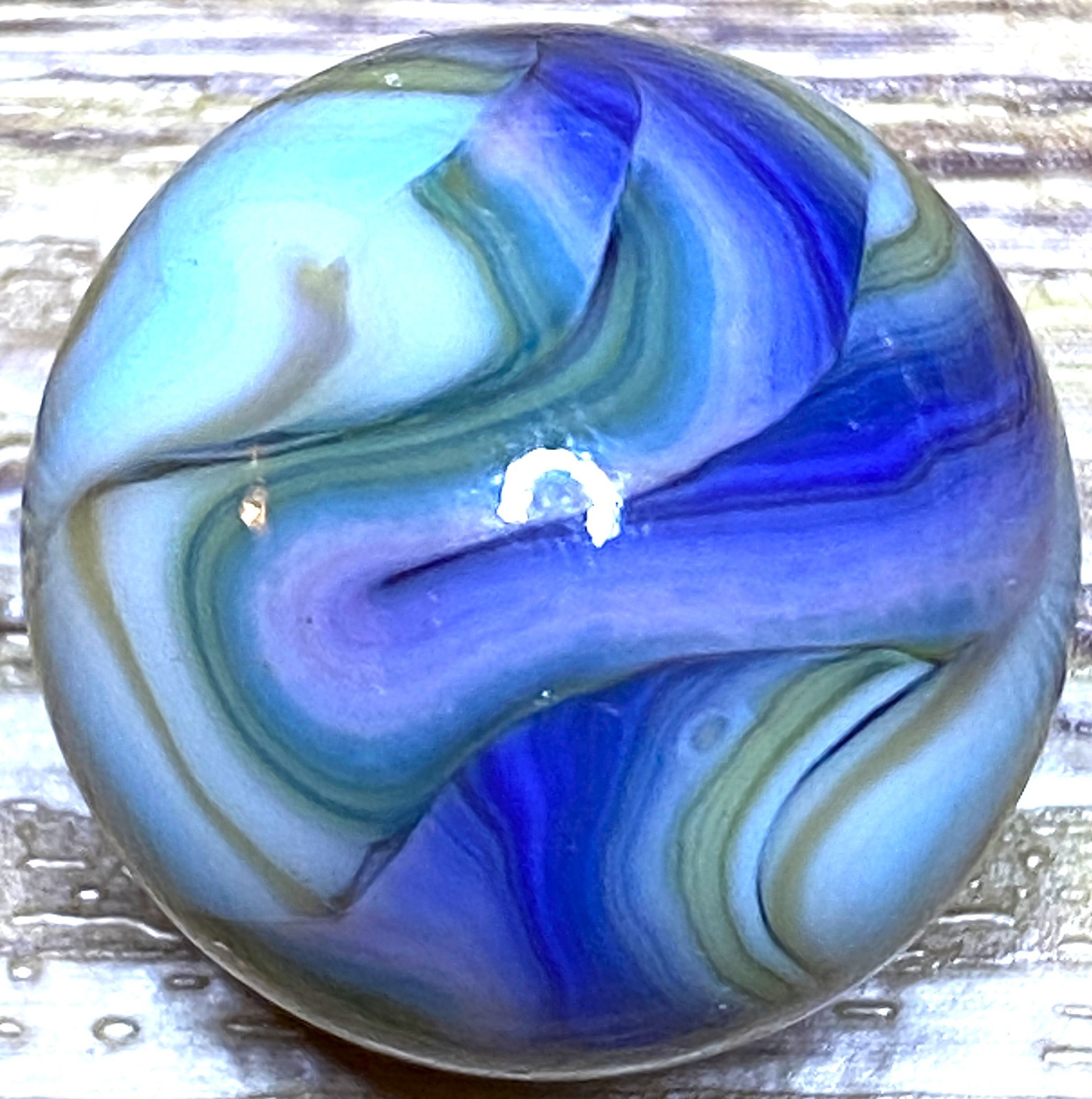 DAS/JABO NICE WAVY PATTERNS WITH A PINK/BLUEISH HUE SWIRLED SHOOTER .71″ M216