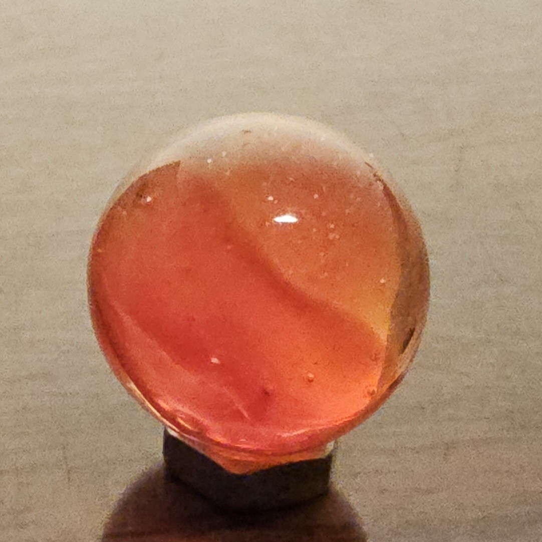 Vintage C.E. Bogard & Sons Orange 4 Lobe Cats Eye. 625 Marble Bubbles