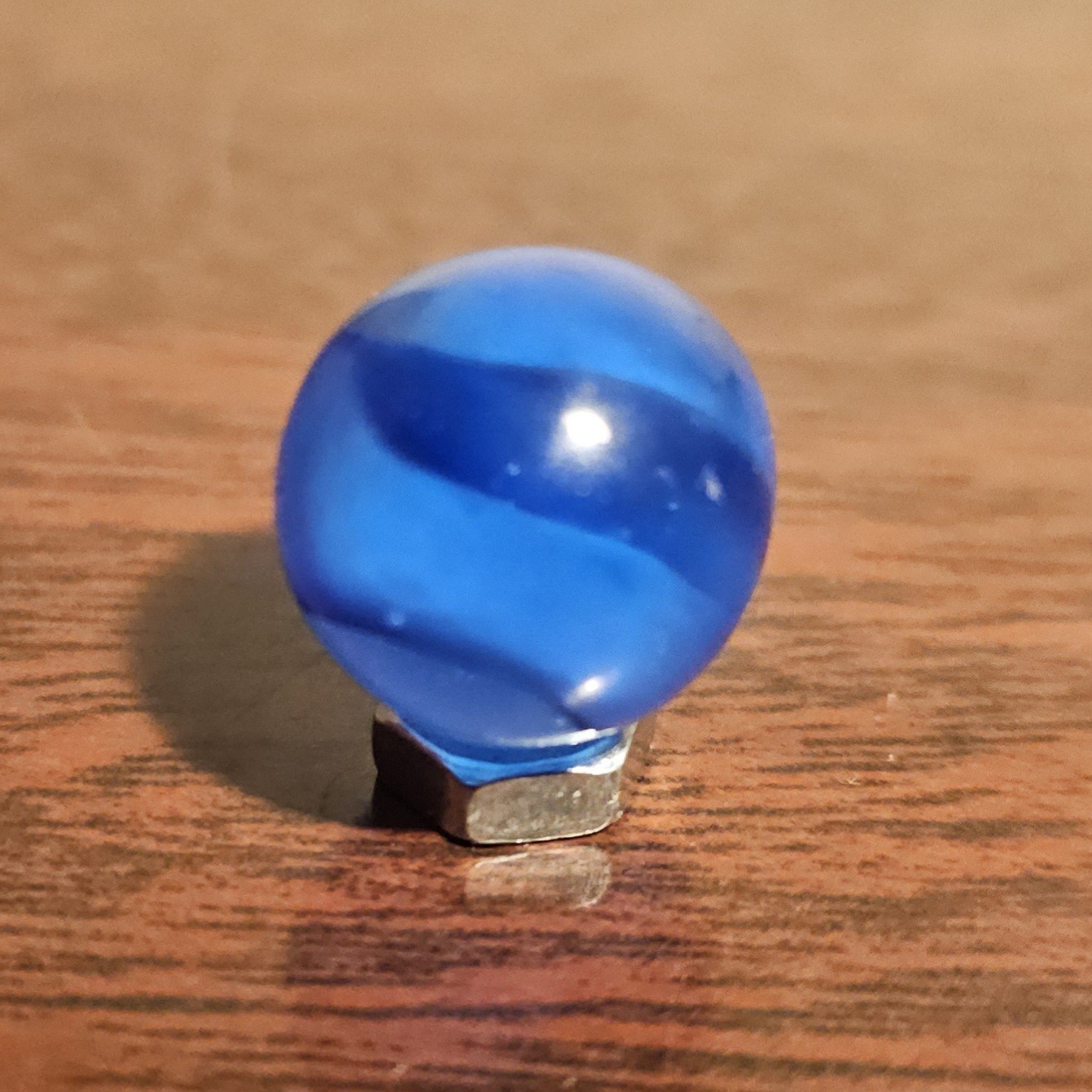 Vintage CE Bogard Dark Blue 4-Lobe Floppy .625″ Uranium Glass Marble