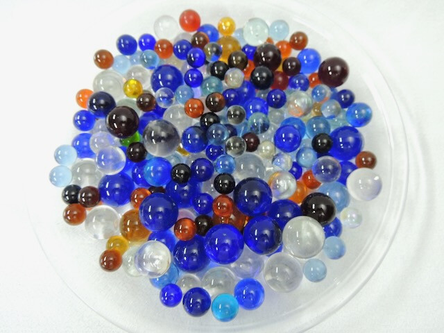 203 Vintage Clear Cobalt & Mixed Color Marbles Good Condition 0.555 to 0.980″