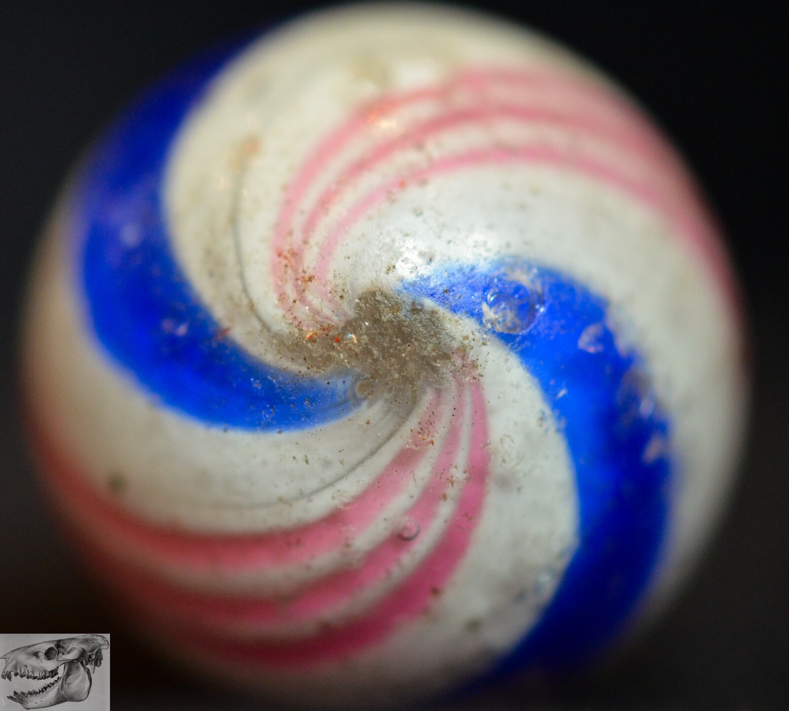 Handmade Peppermint Swirl Marble, 3/4 in, Near Mint-, Germany, 1860-1920, S1025