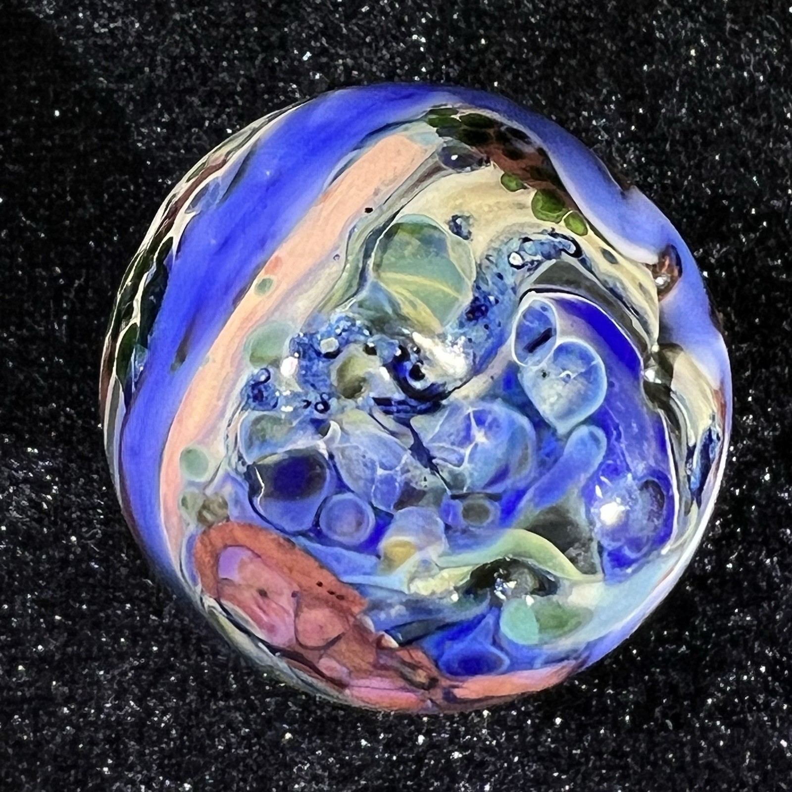 1 1/4”+ Mad Man Marbles Lush Asteroid ☄️ Hit Planet Signed MMM 7/25