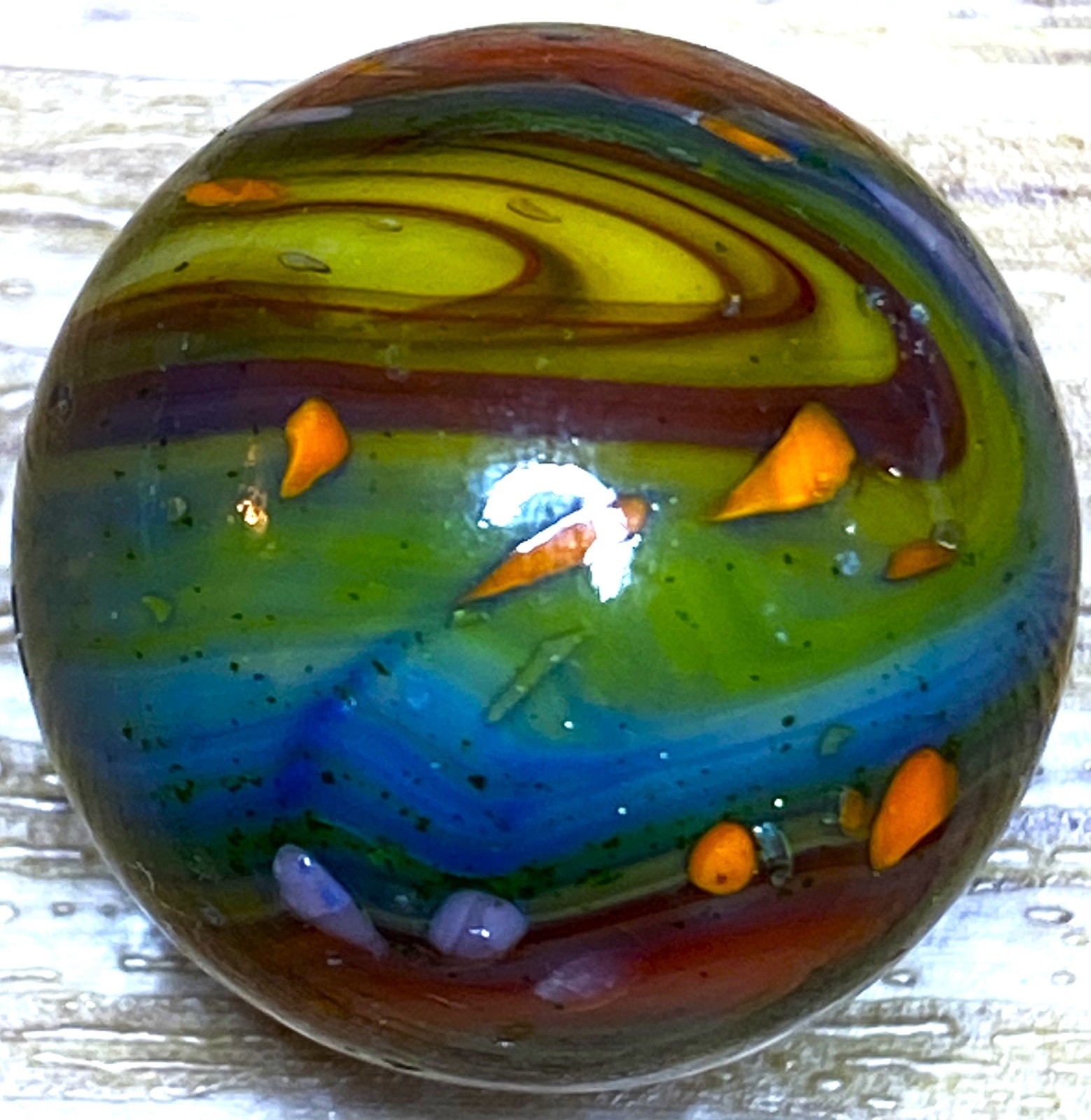 DAS/JABO CHUNKY PIECES & OXBLOOD & AVENTURINE SWIRLED SHOOTER .71″ BOX03/288