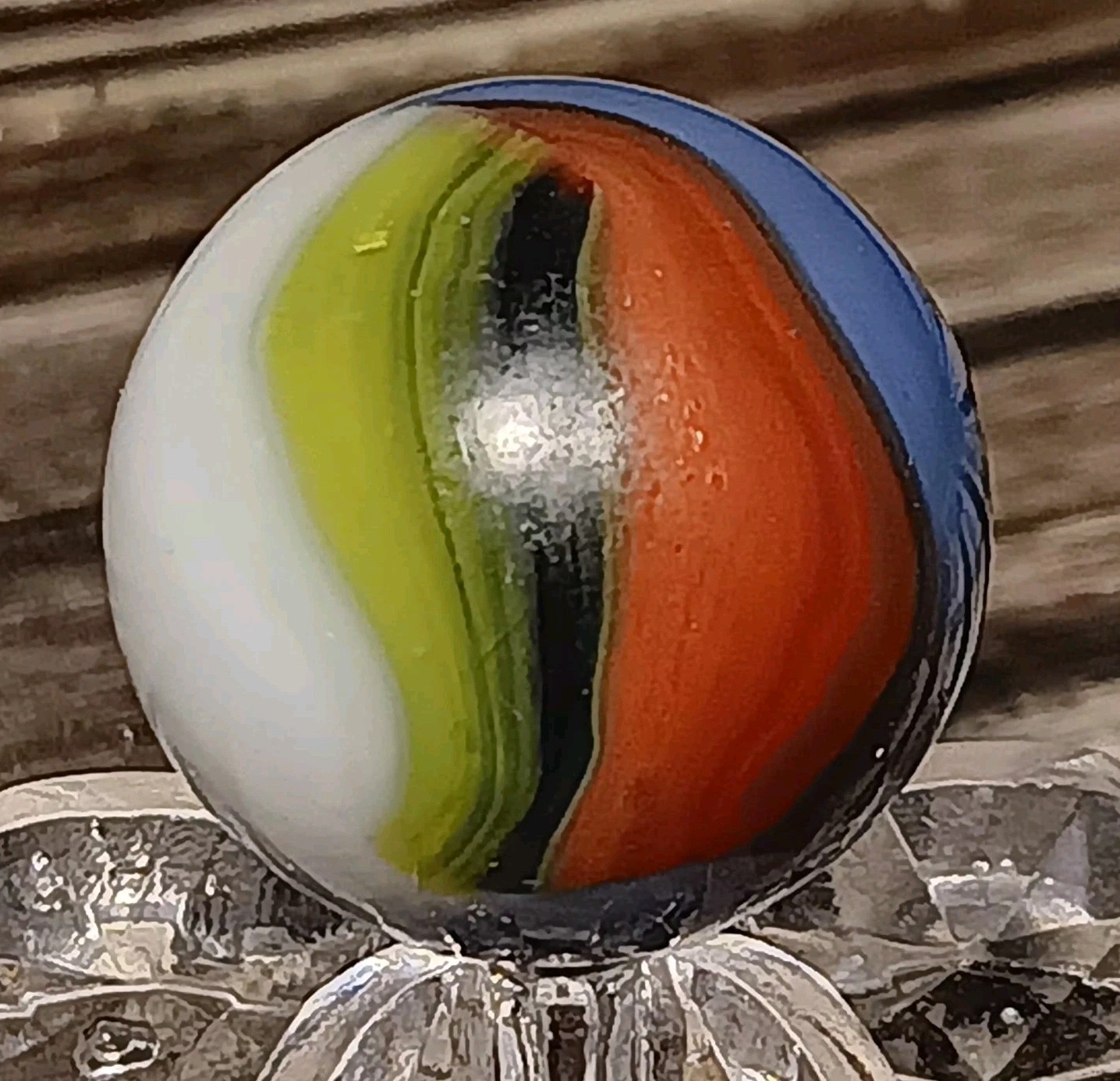 Peltier Glass Rainbo Marble. .58″ Mint. Kokomo Vibes. Insane Color Combo