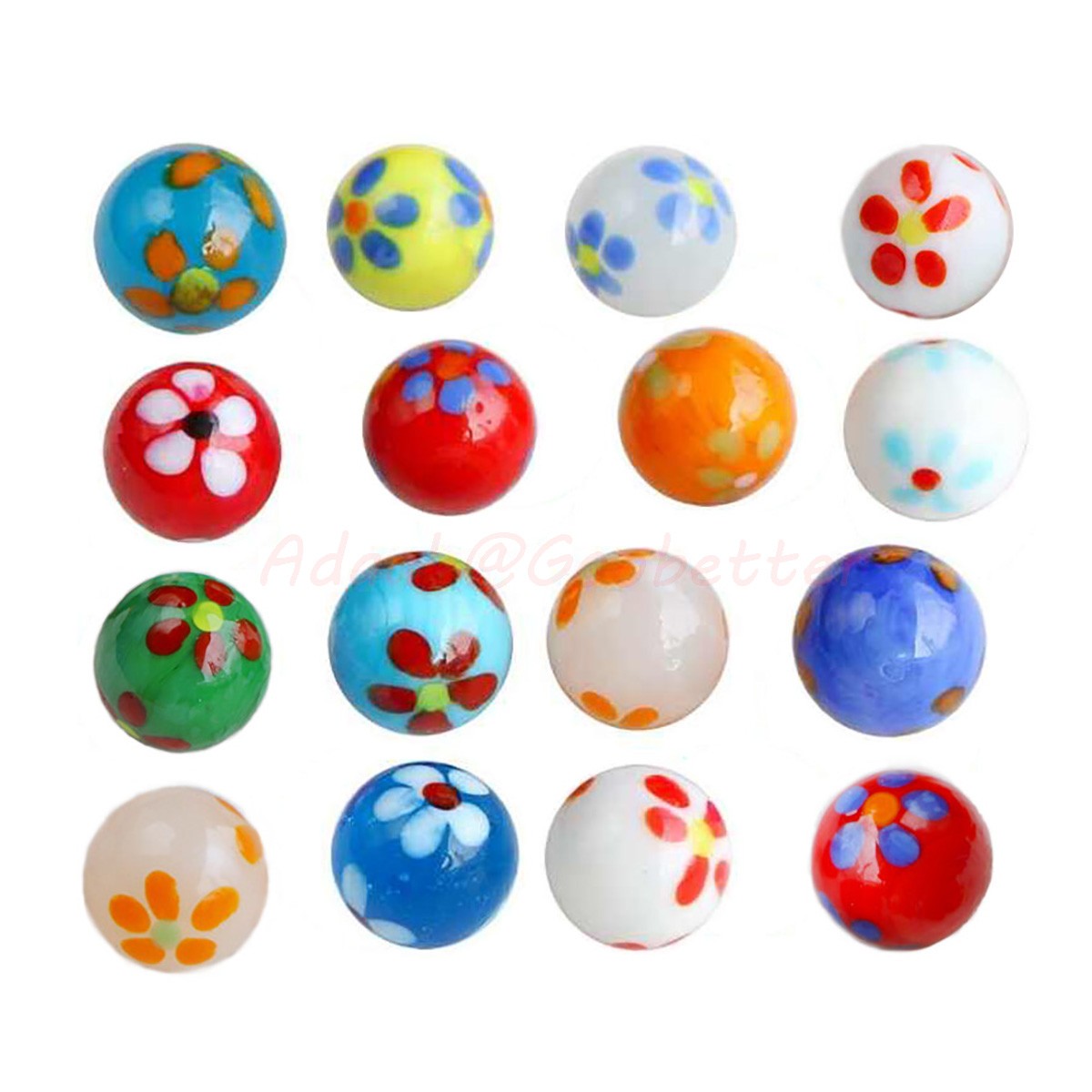 16mm Flower Glass Ball Marbles Traditional Vintage Classic Toy Game DIY Decor