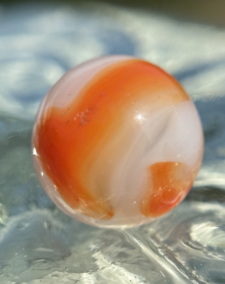 Vtg Alley Agate Sisterville HTF Orange Crush Swirl Lawrence Alley Co .58” Marble