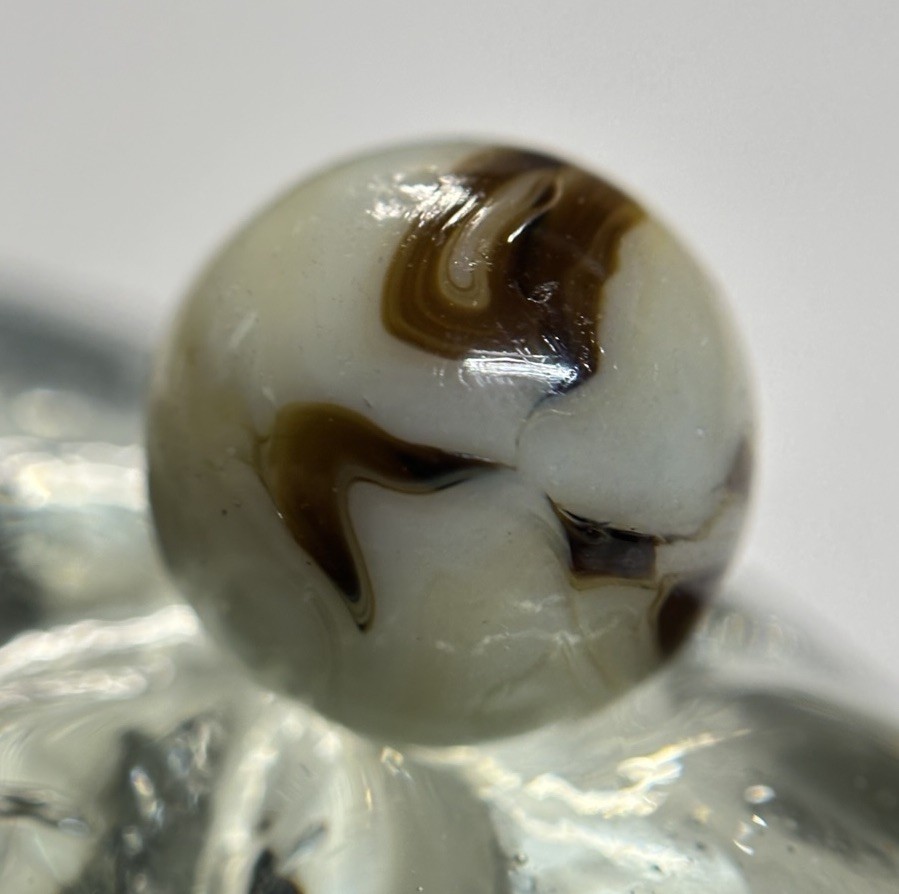 Vintage Alley Agate Pennsboro WV Swirl Marble .66” Mint Tan & Brown HTF Beauty