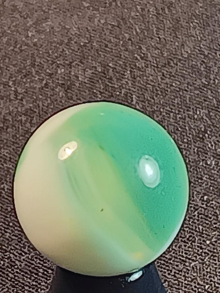 17/32″ Marble King Vitro Minty Jade Snow White on Clear NM Serious Marble A709