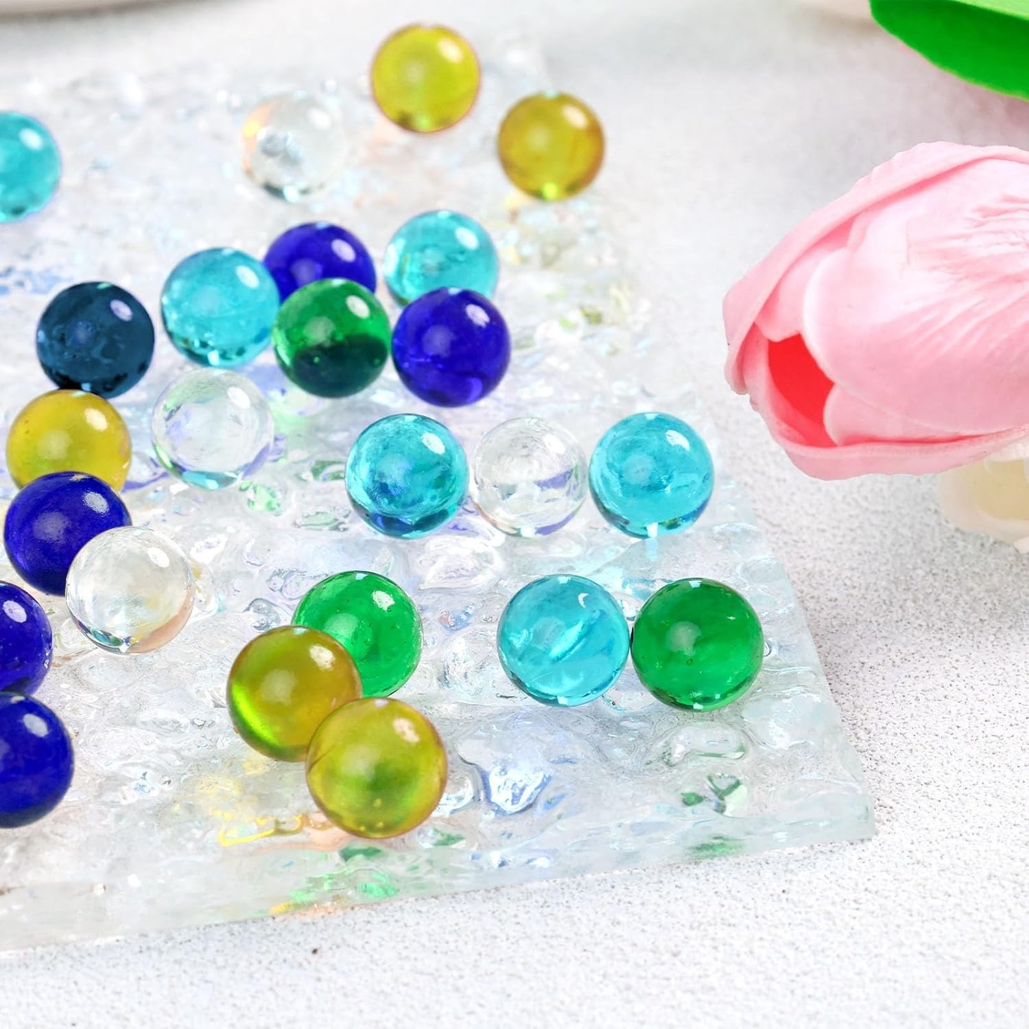 50 PCS Colorful Glass Marbles Set for Kids – Includes Whistle for Fun Games