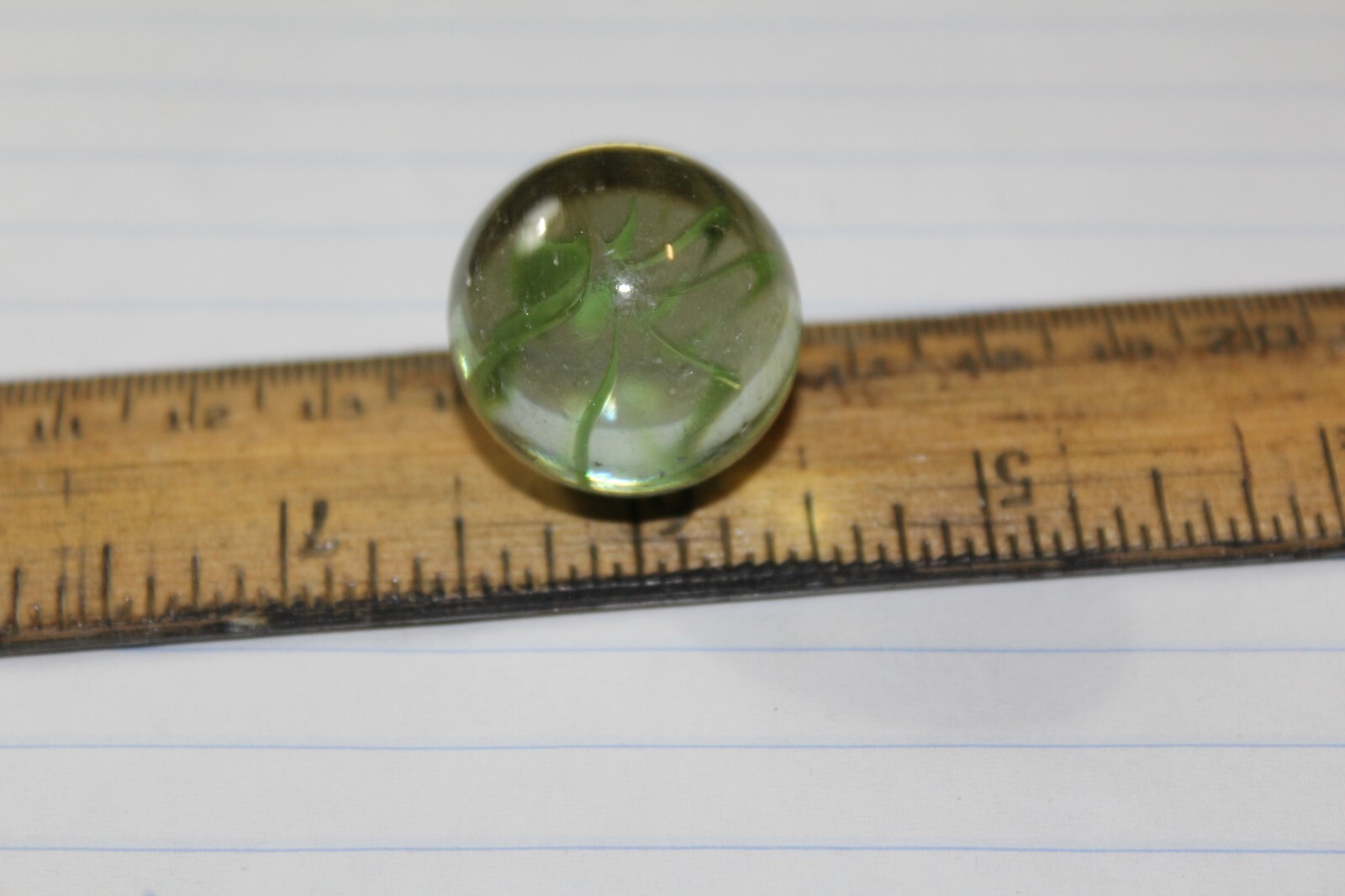 Vintage Machine Made 1″ Shooter Marble Caged Green Strands