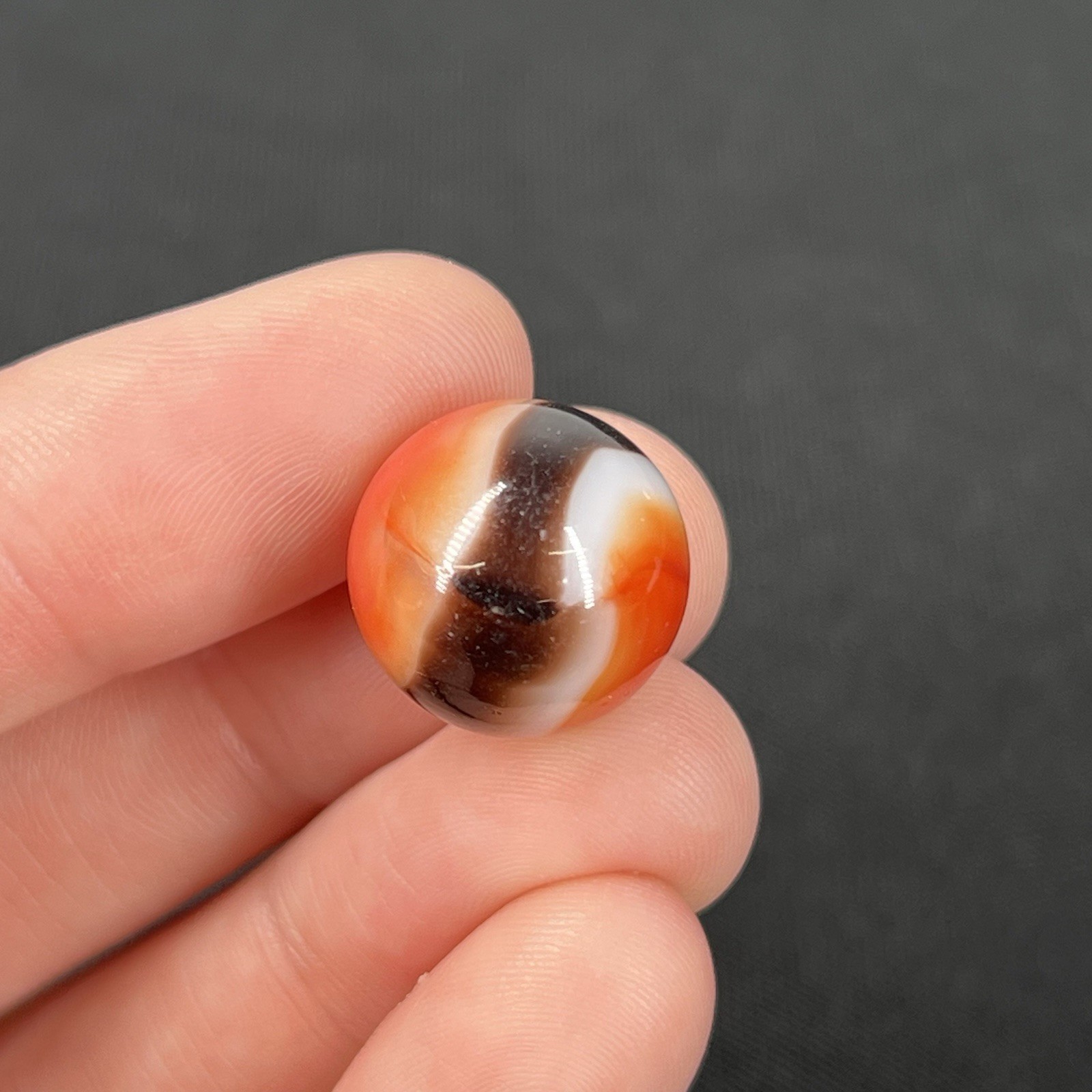 VTG Cool Glass Marble Christensen Akro Peltier Vitro .6” Orange & Black