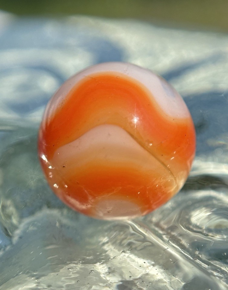 Vtg Alley Agate Sisterville HTF Orange Crush Swirl Lawrence Alley Co .58” Marble