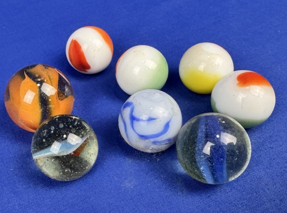163 Vintage Marbles & 8 Poppers ~ Authentic Massachusetts Estate Find