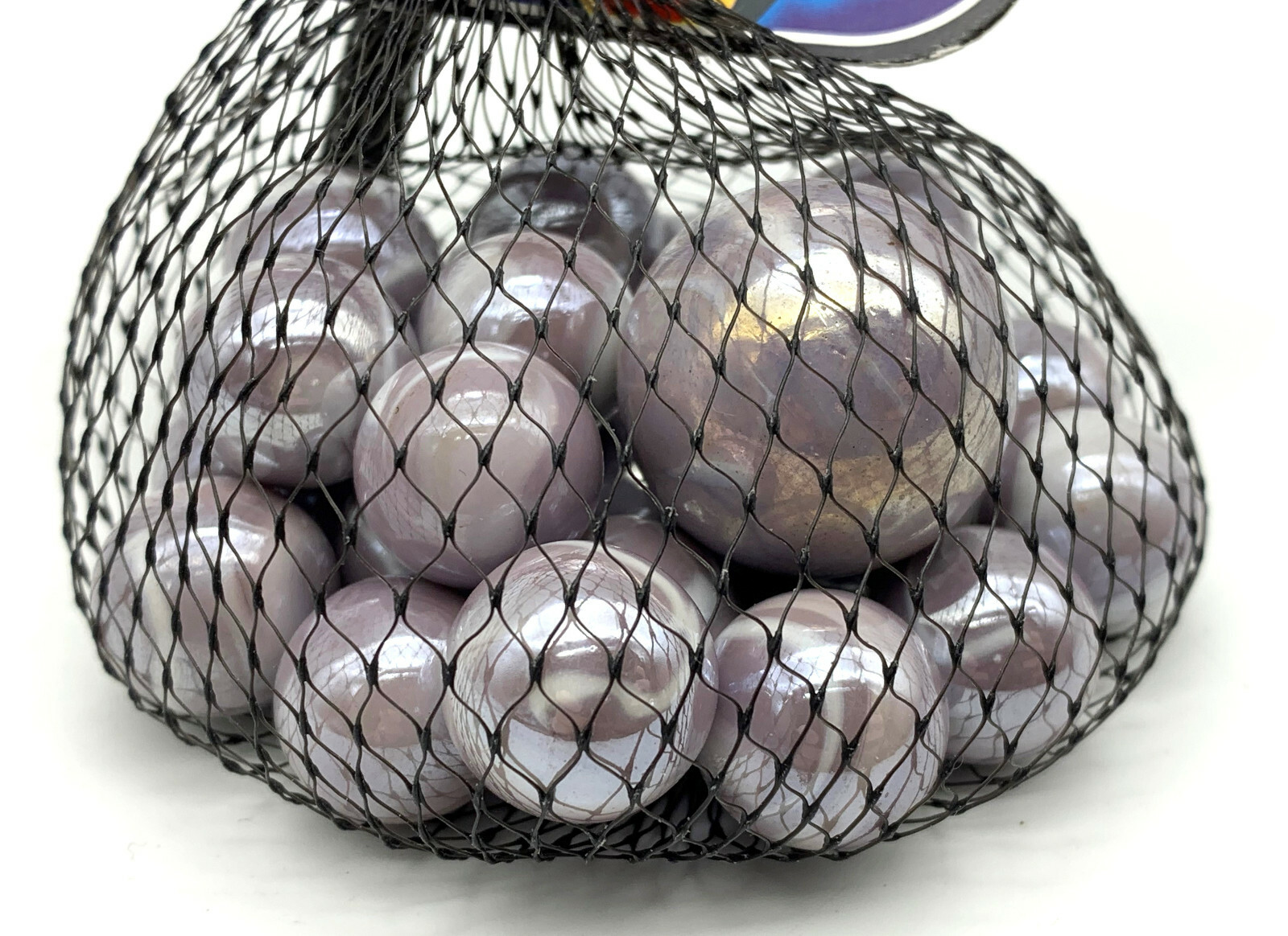 Net Bag of 25 “Wizard” Early Style Glass Mega Marbles 24 Players 1 Shooter