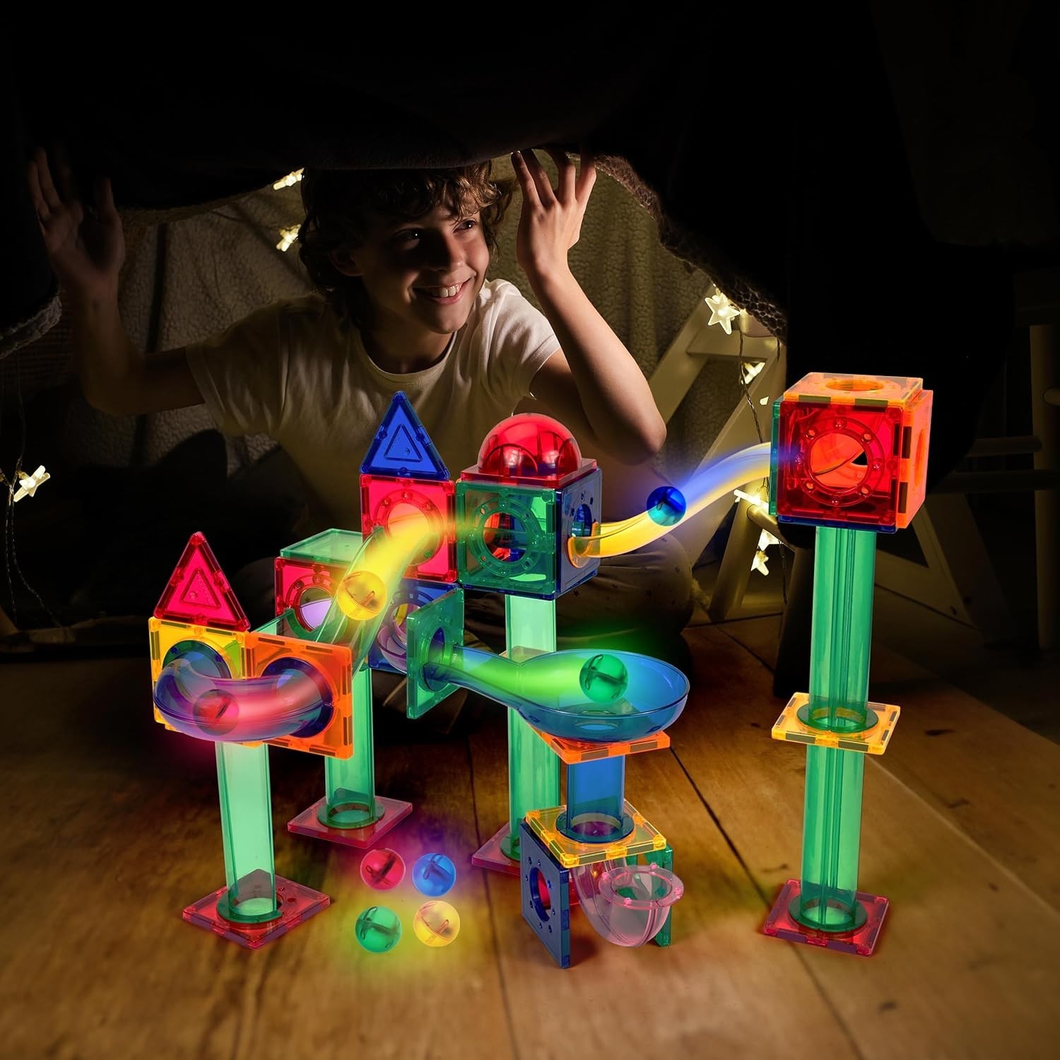 LED Light-Up Marbles 4 Pack – Motion Activated Glow Toys for Kids’ Marble Runs