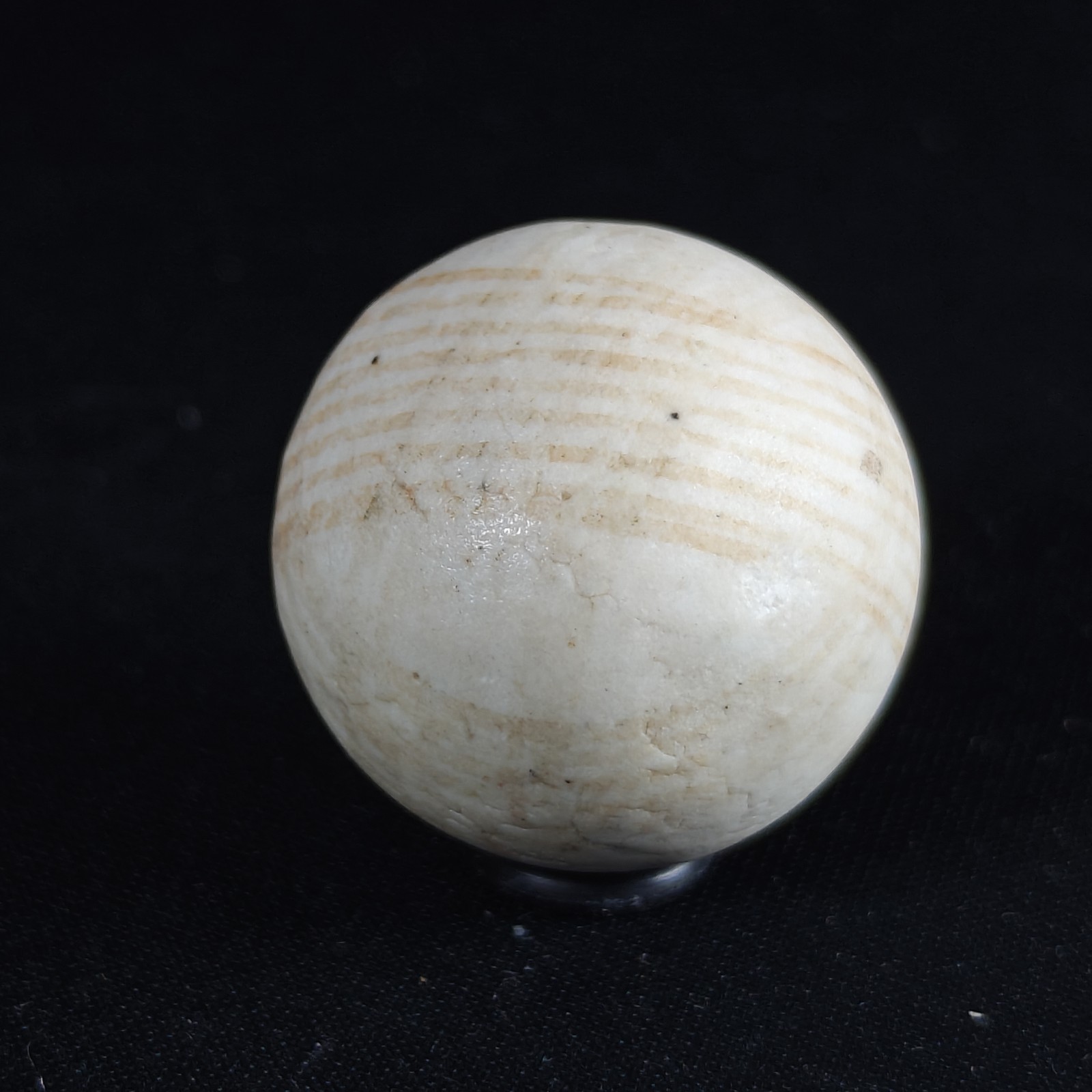 Vintage Marble German China Porcelain Unglazed Helix Striped 1 & 13/16″ Boulder
