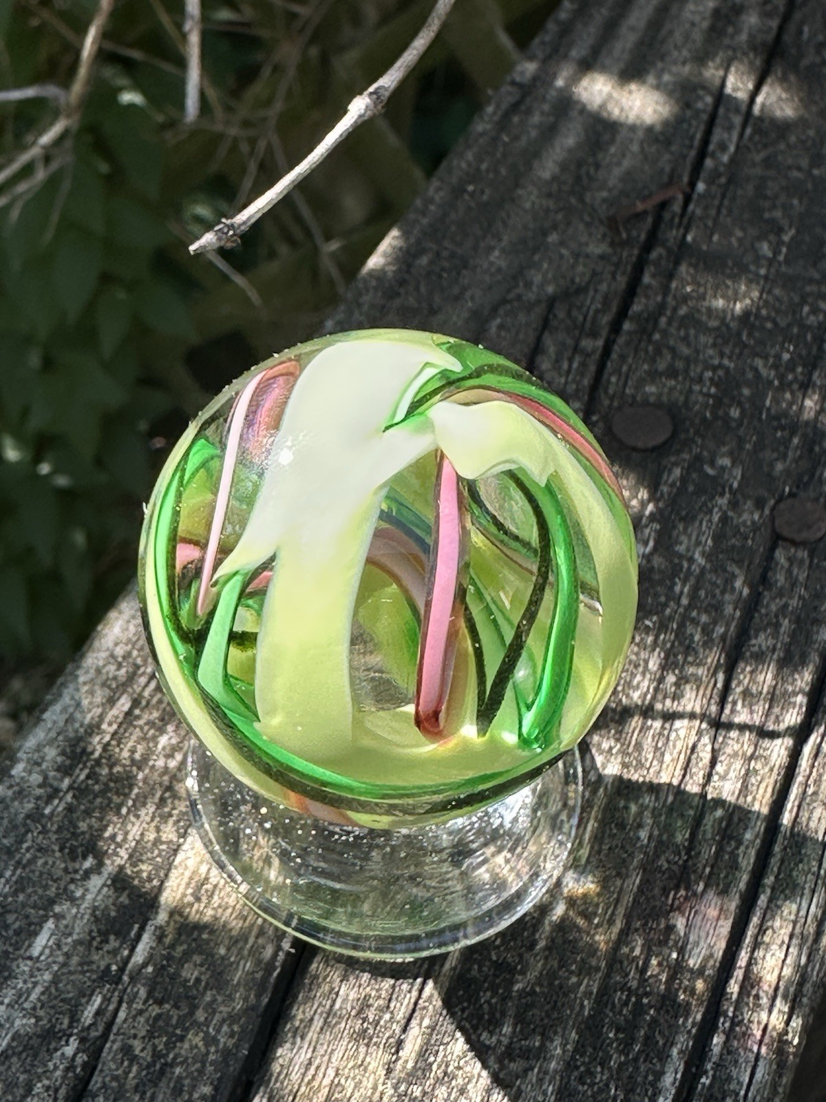 !!RARE!! BOBBIE SEESE MARBLE HANDMADE GLASS ART HUGE 1.77″ RIBBON SIGNED BJS 05