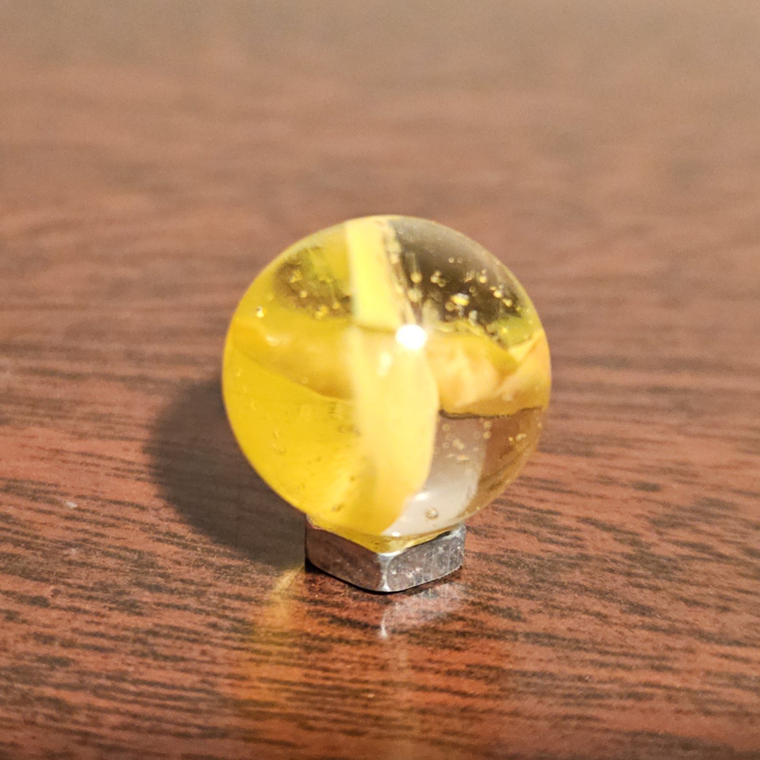 Vintage CE Bogard Cadmium Glow Yellow 4-Lobe Floppy .625″ Glass Marble
