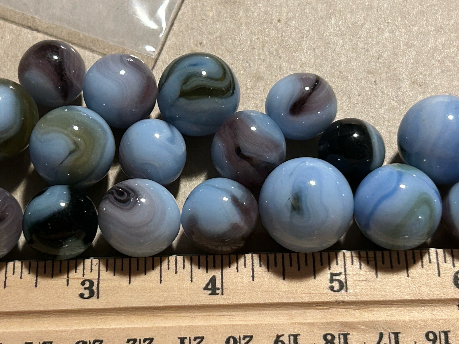 Vintage Marbles Lot Of 25 Blue Greens Purple Grays Swirl Lot 360
