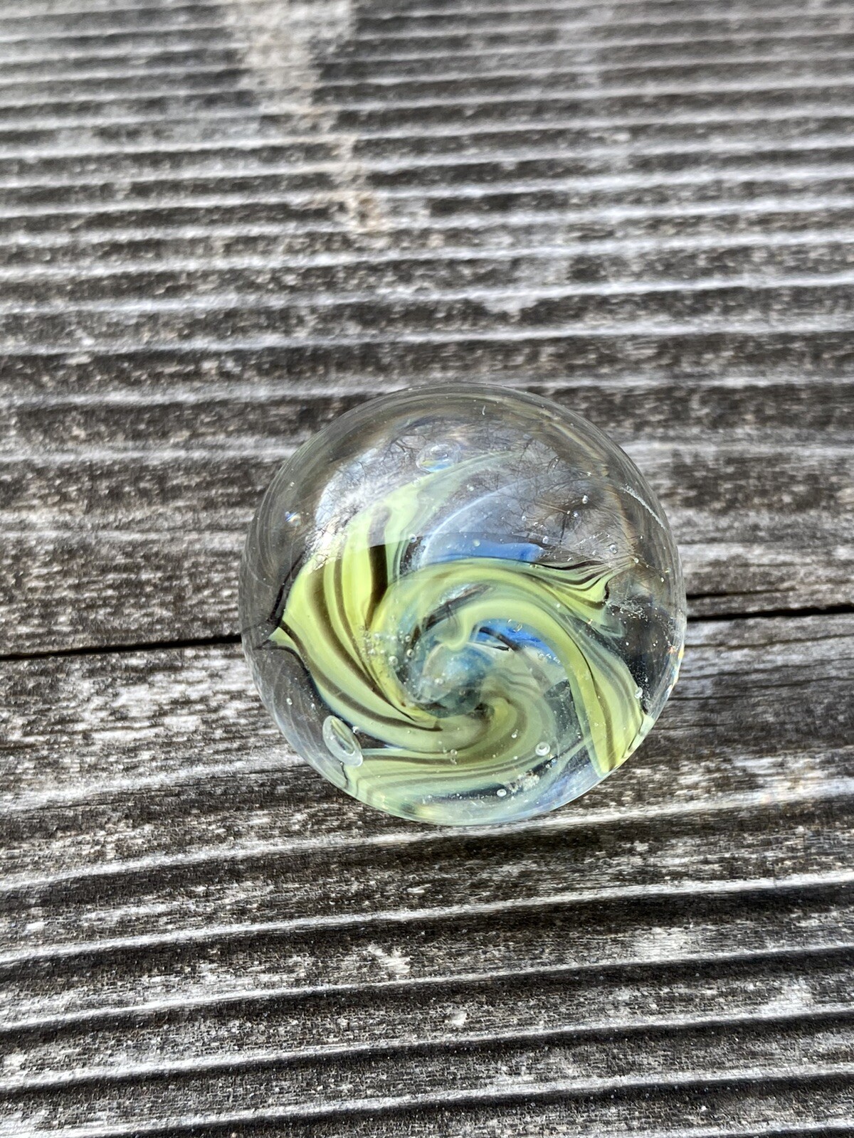 handmade art glass marble Tiny Blue Morning Glory