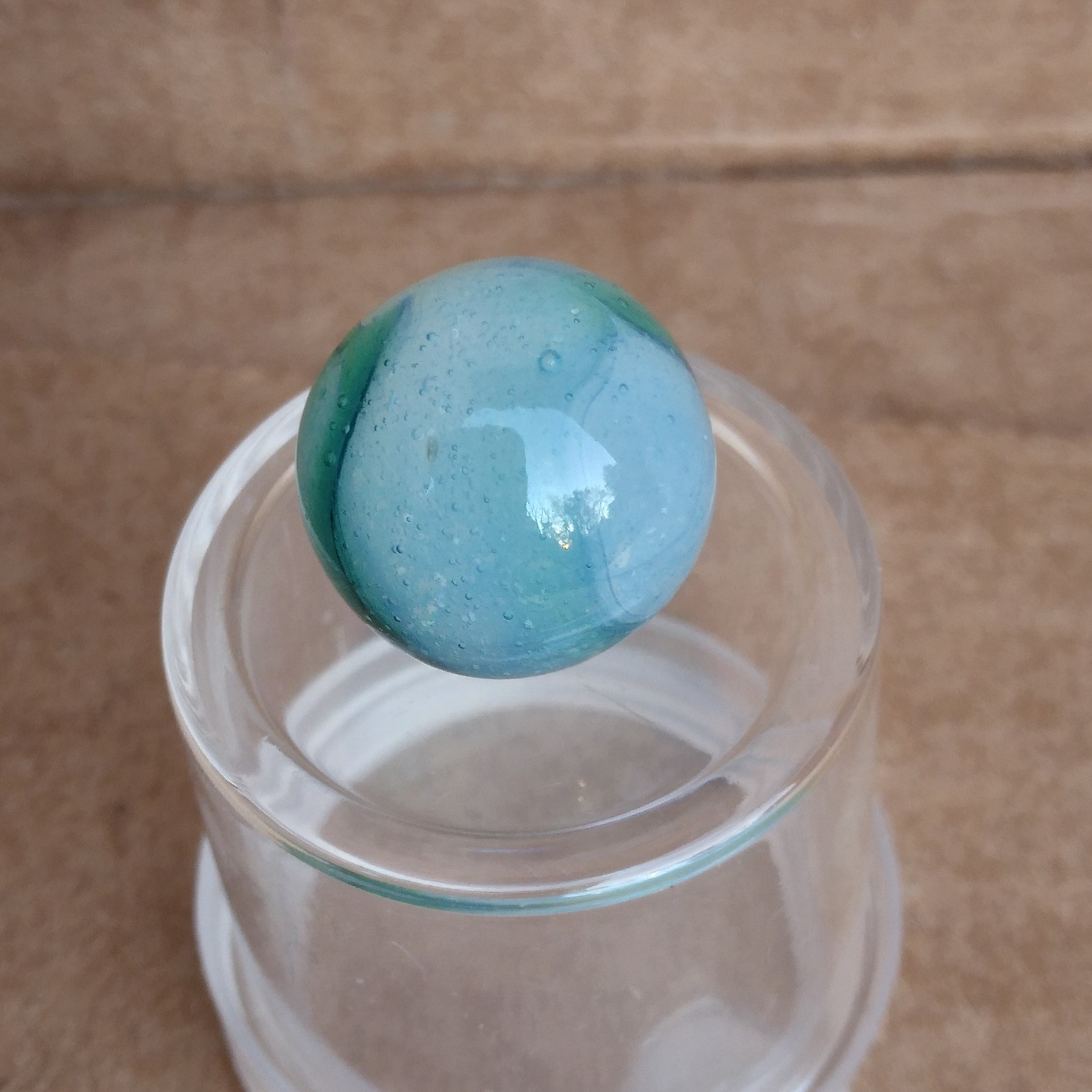 .57″ Vintage Rainbo Marble- Seedy Blue Green- Kokomo Peltier
