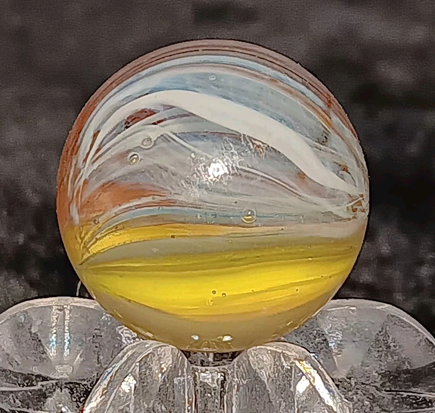 Vintage Master Marble / Master Glass “HYBRID BRUSHED PATCH” Marble. .60″ Mint.