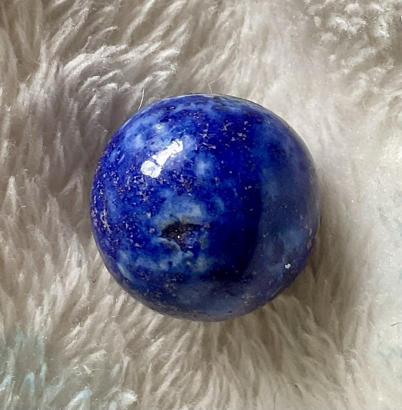 Antique 19th Century Blue Glazed Stoneware Marble Shooter Bennington Style