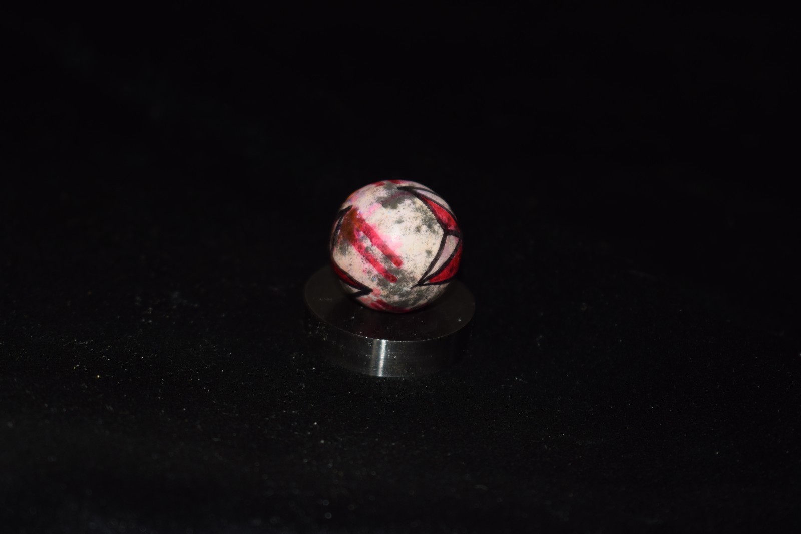 🧐👉Antique hand painted, multi-color glazed clay collector’s⭐ art marble .780″