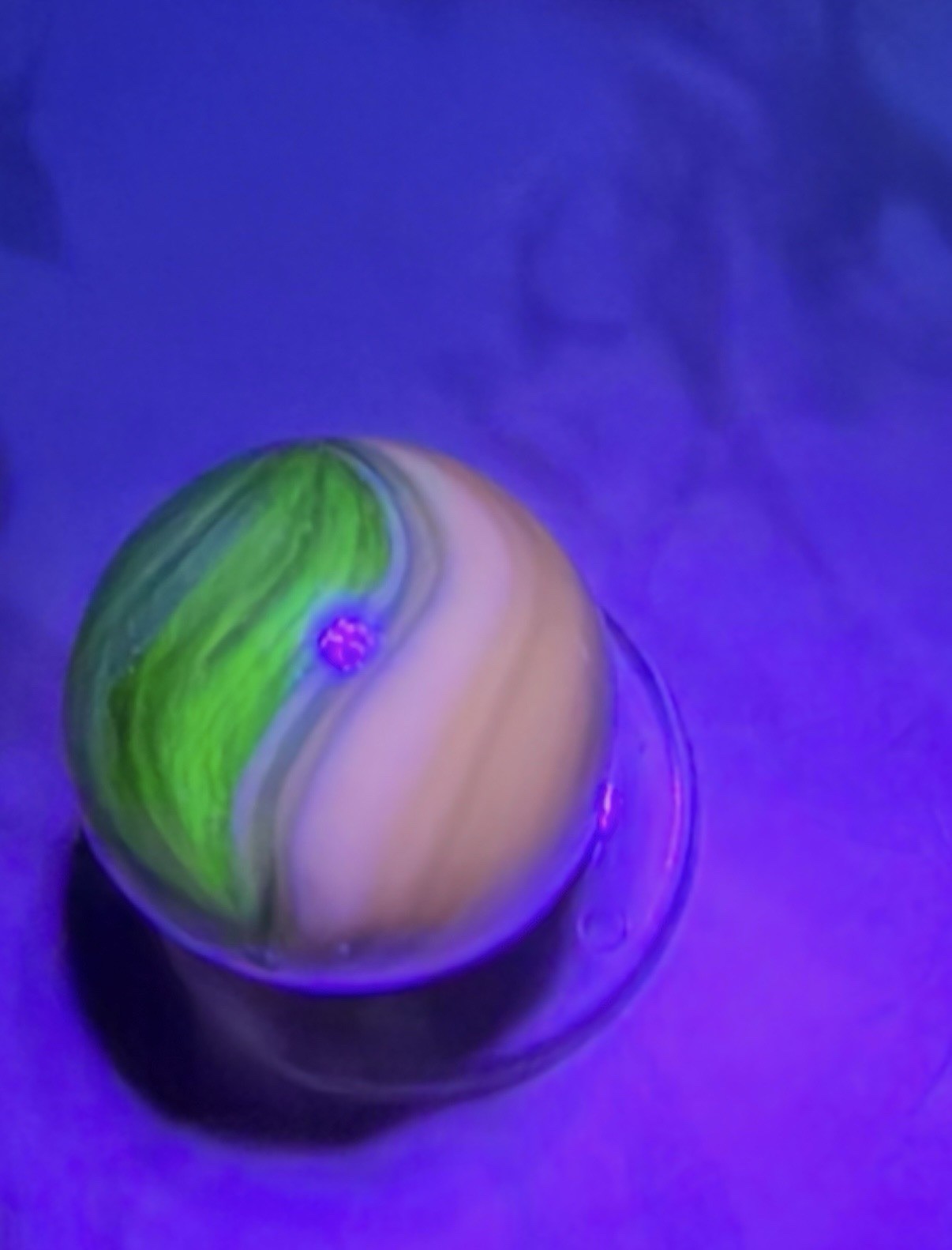RARE 40’s NM/M Peltier Rainbo “LEMONADE OXBLOOD” Marble 0.697” UV REACTIVE! OBO