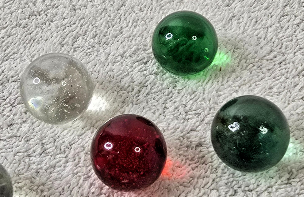 Vintage 1″ Translucent Glass Marble Lot 7 Pcs #2