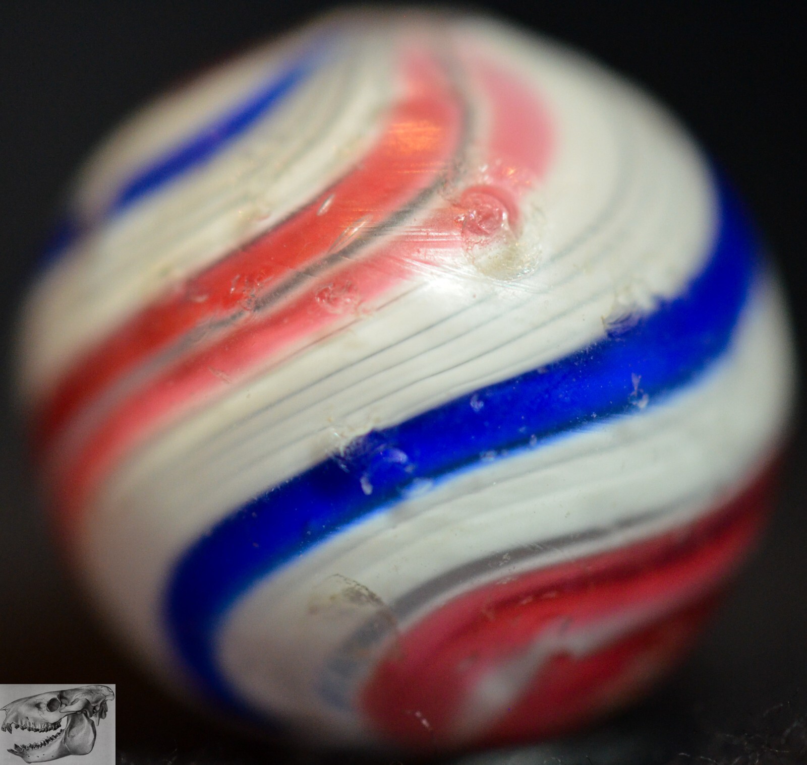 Handmade Peppermint Swirl Marble, 11/16 in, Near Mint-, Germany 1860-1920, S1030