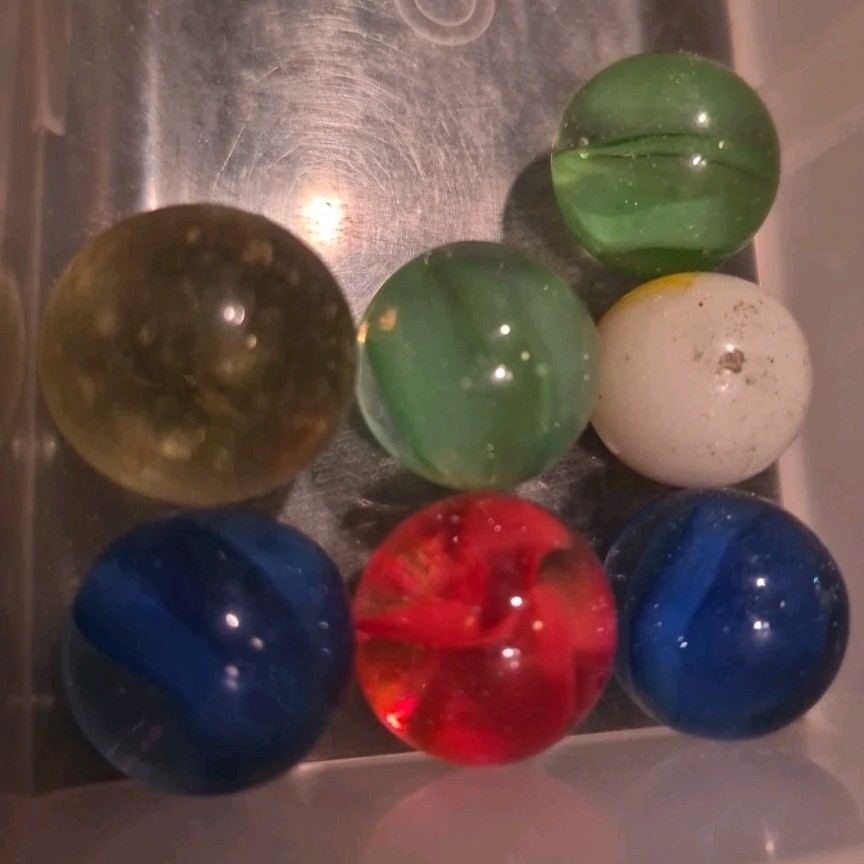 7pc Super Glow UV Reactive Marble Lot Uranium Selenium Cadmium Glass