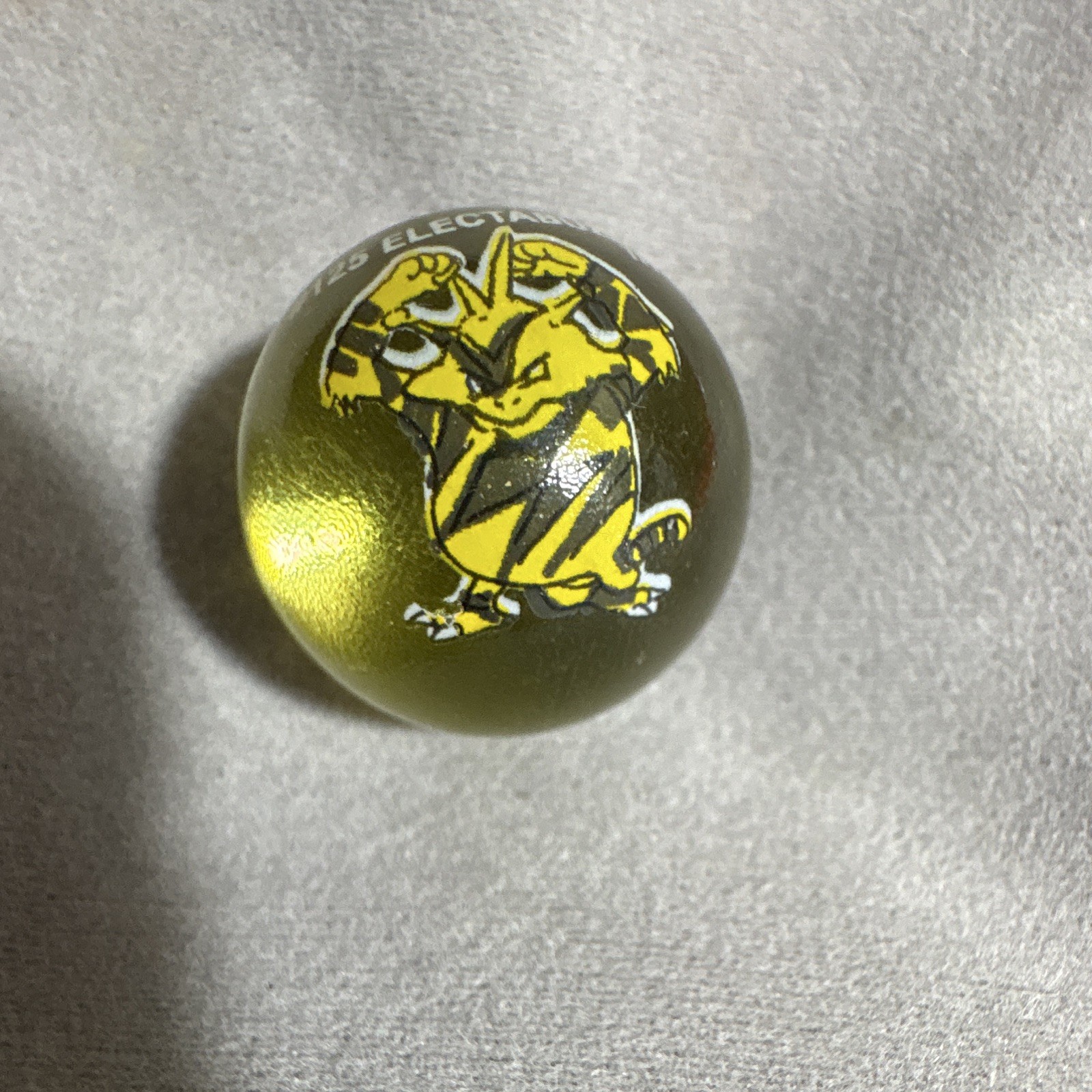 Electabuzz Character Printed Glass Toy Marble #125, Yellow/Black Machine Made