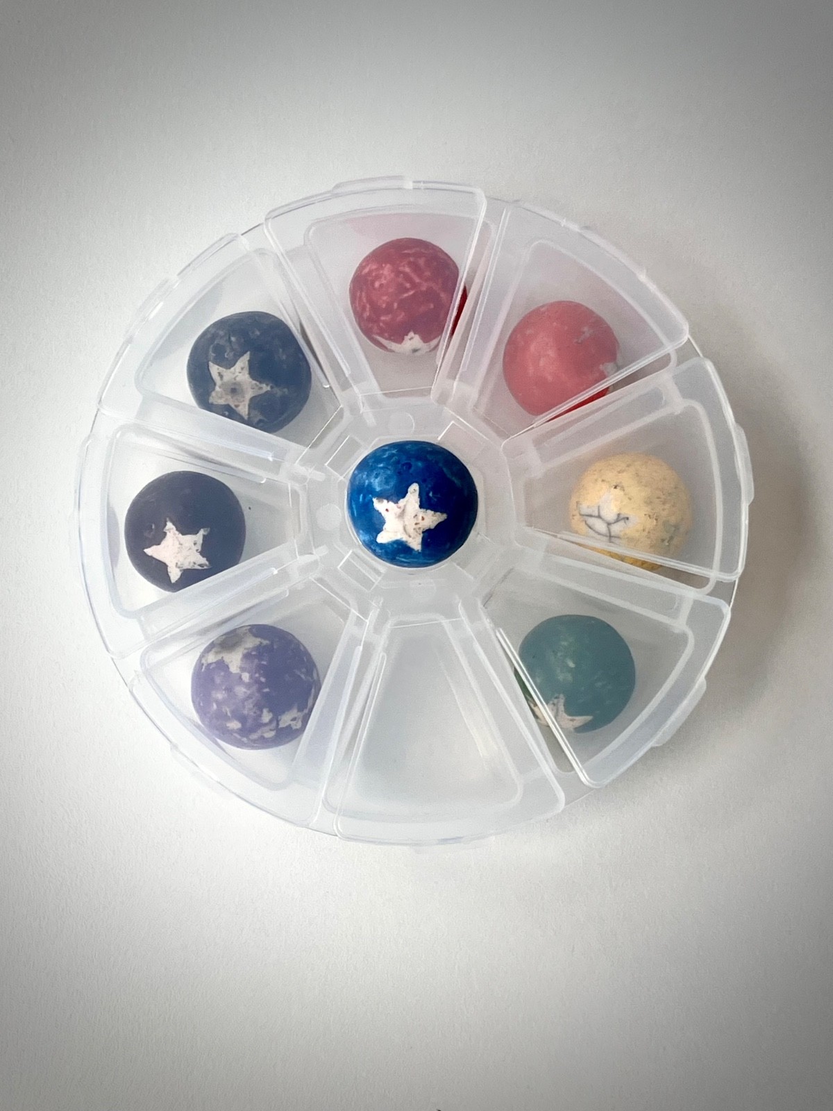 Antique Star Marbles Rainbow Colors 8 Shooters Lot + Protective Case (set #4)