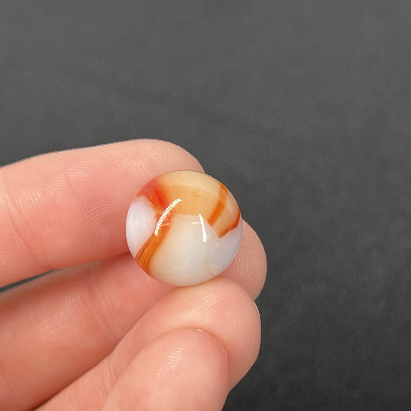 Vtg Glass Marble Christensen Akro Peltier Vitro .6” Cloudy Orange White