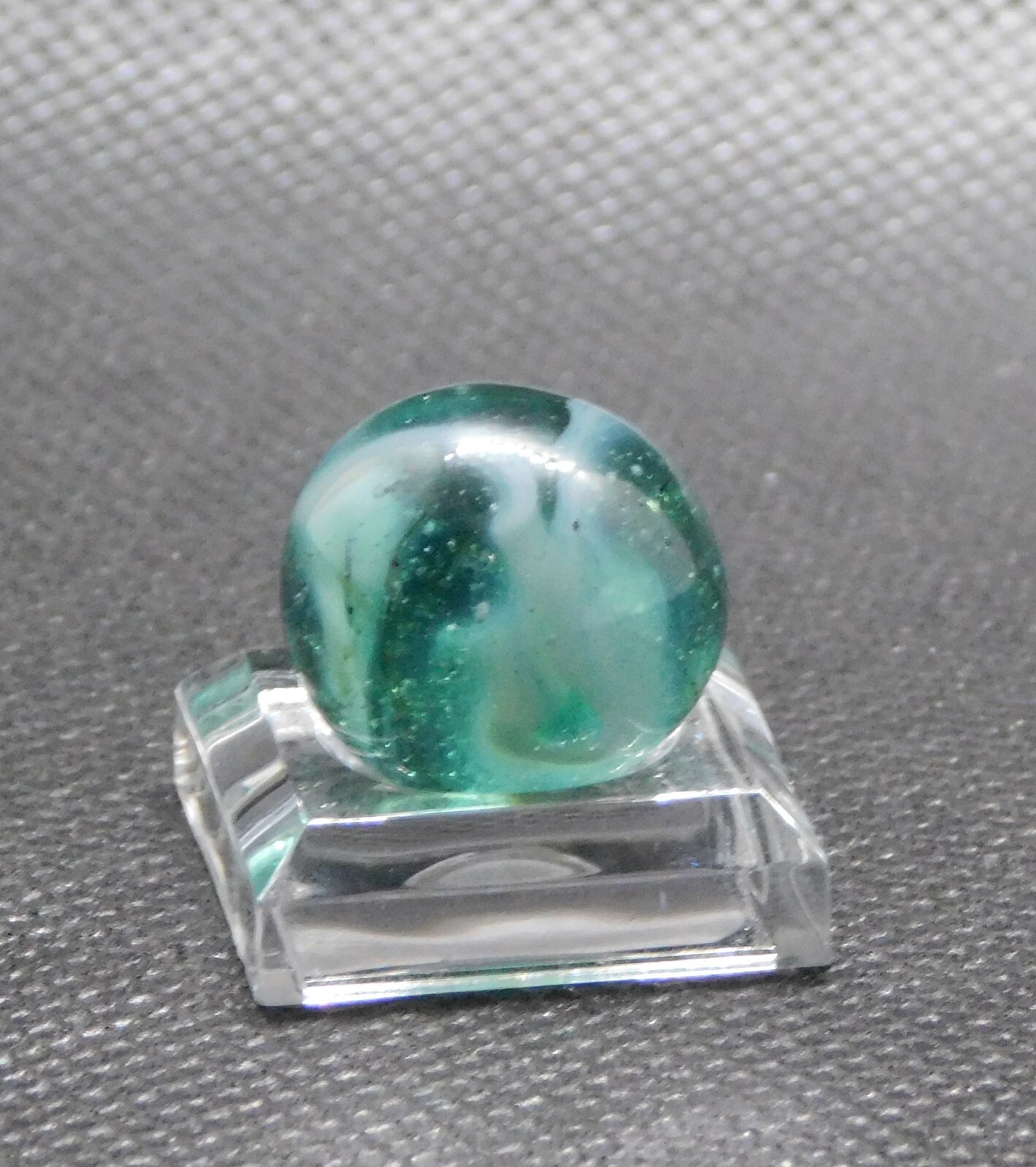 Vintage Marble Transparent Aqua Blue Grey White Slag Ground Pontil 0.62″ #0-75
