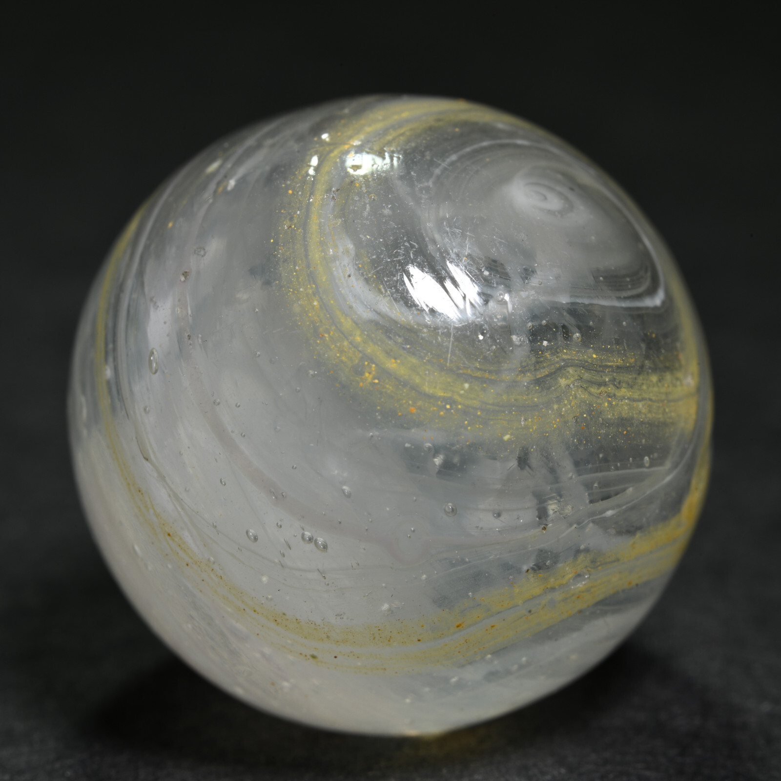 Greiner Antique German Handmade Marble Early 1860s Misty EggYolk 21.3mm 13/16”