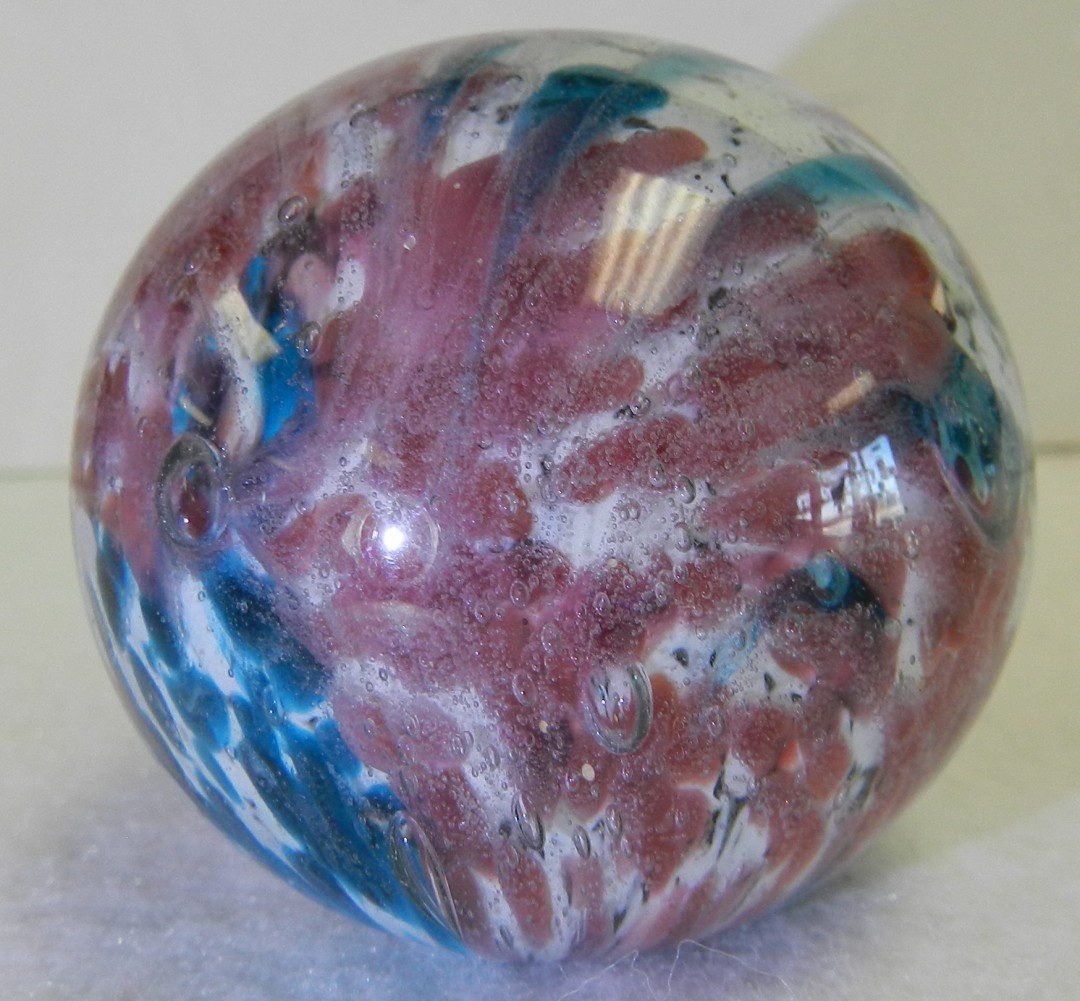 #20591m Huge Vintage German Handmade Single Pontil Onionskin Marble 1.76 Inches