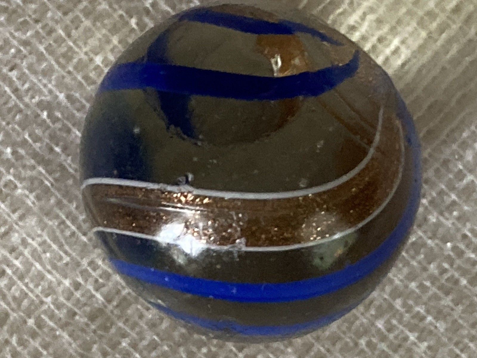 Vtg. Handmade German Banded Lutz Marble 7/8” c.1850-1920