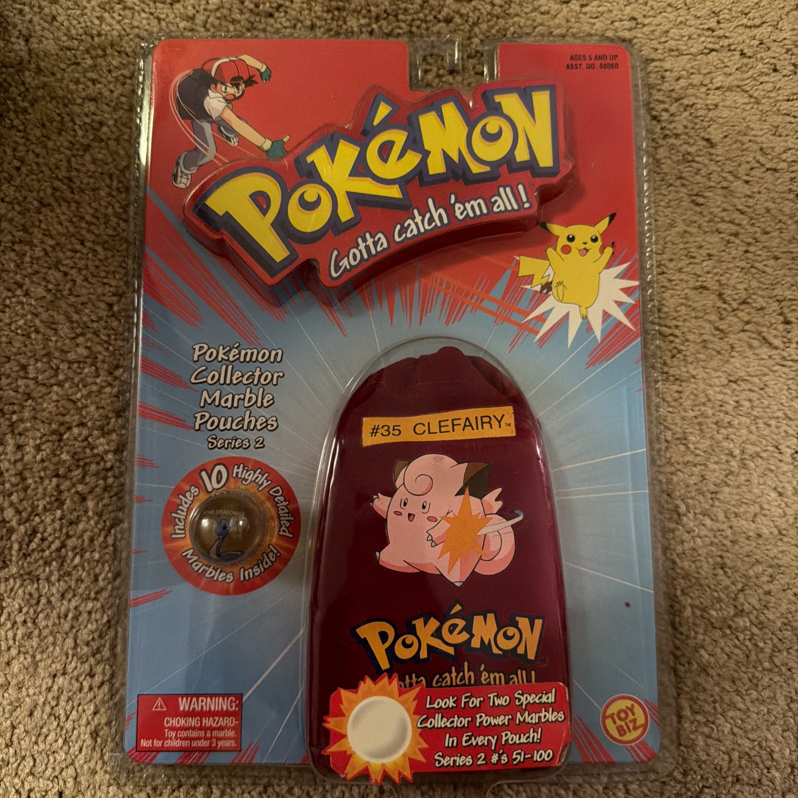 2000 Vintage Pokemon Sealed Collector Marbles Pouches Series 2 #35 Clefairy