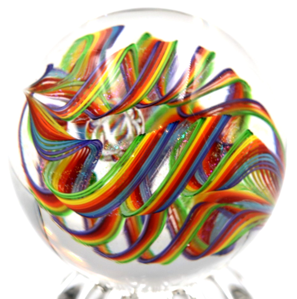 AWESOME Dichroic Cane JAMES ALLOWAY Art Glass Paperweight QUADMANIA Marble 2.6″