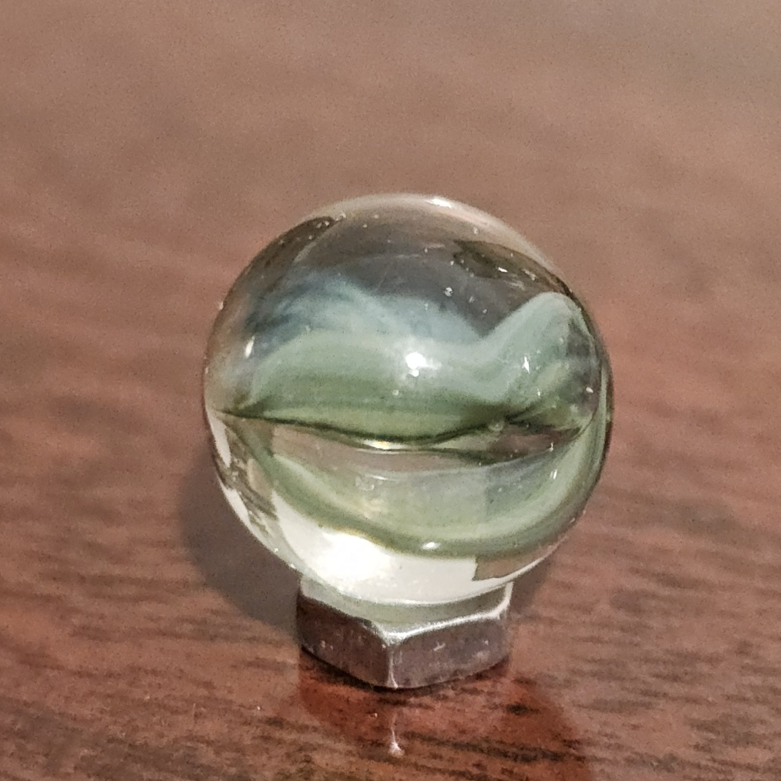 Vintage Vacor Green Spaghetti Ribbon .625″ Glass Marble