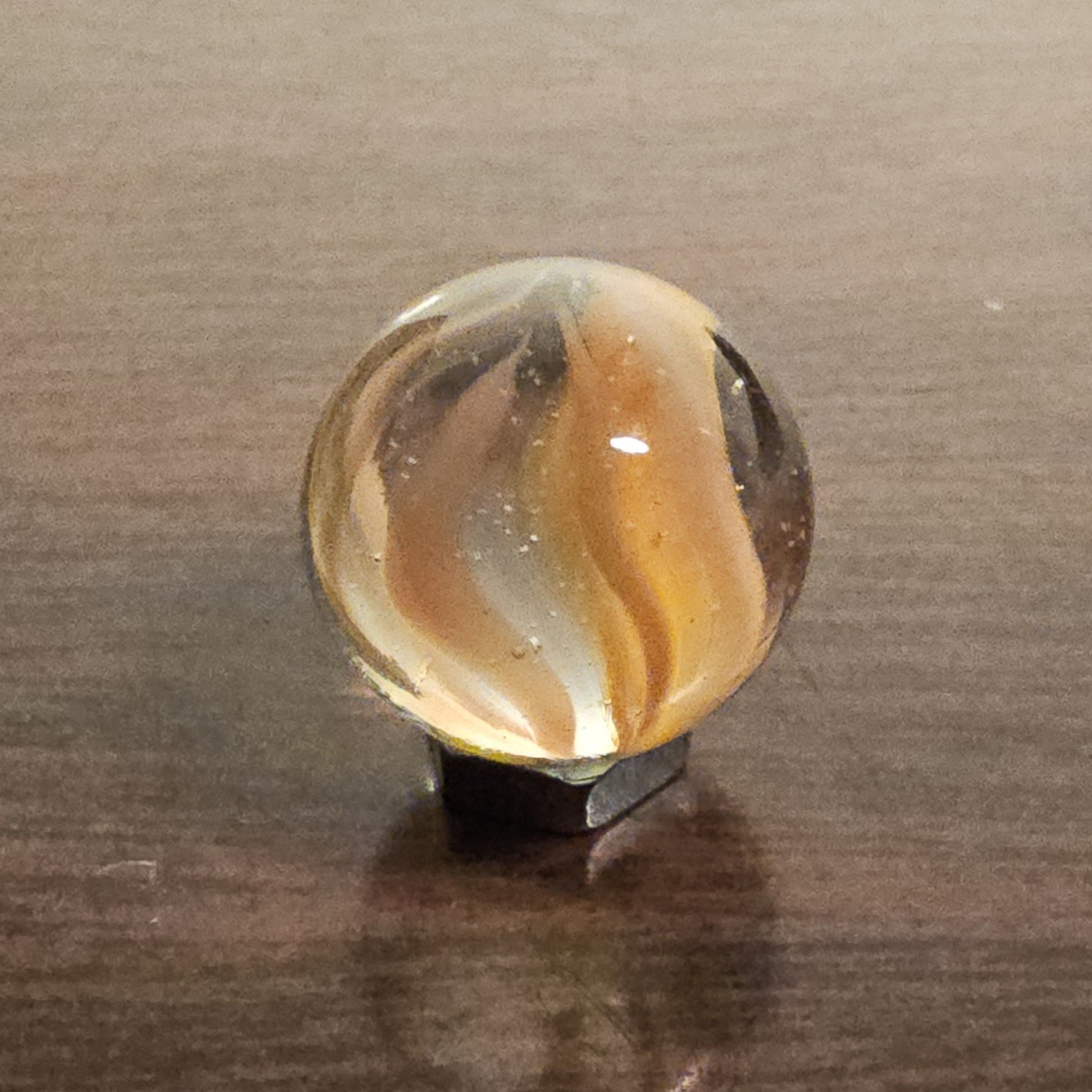 Vintage Vacor Orange Sherbert Spaghetti Ribbon .593″ Glass Marble