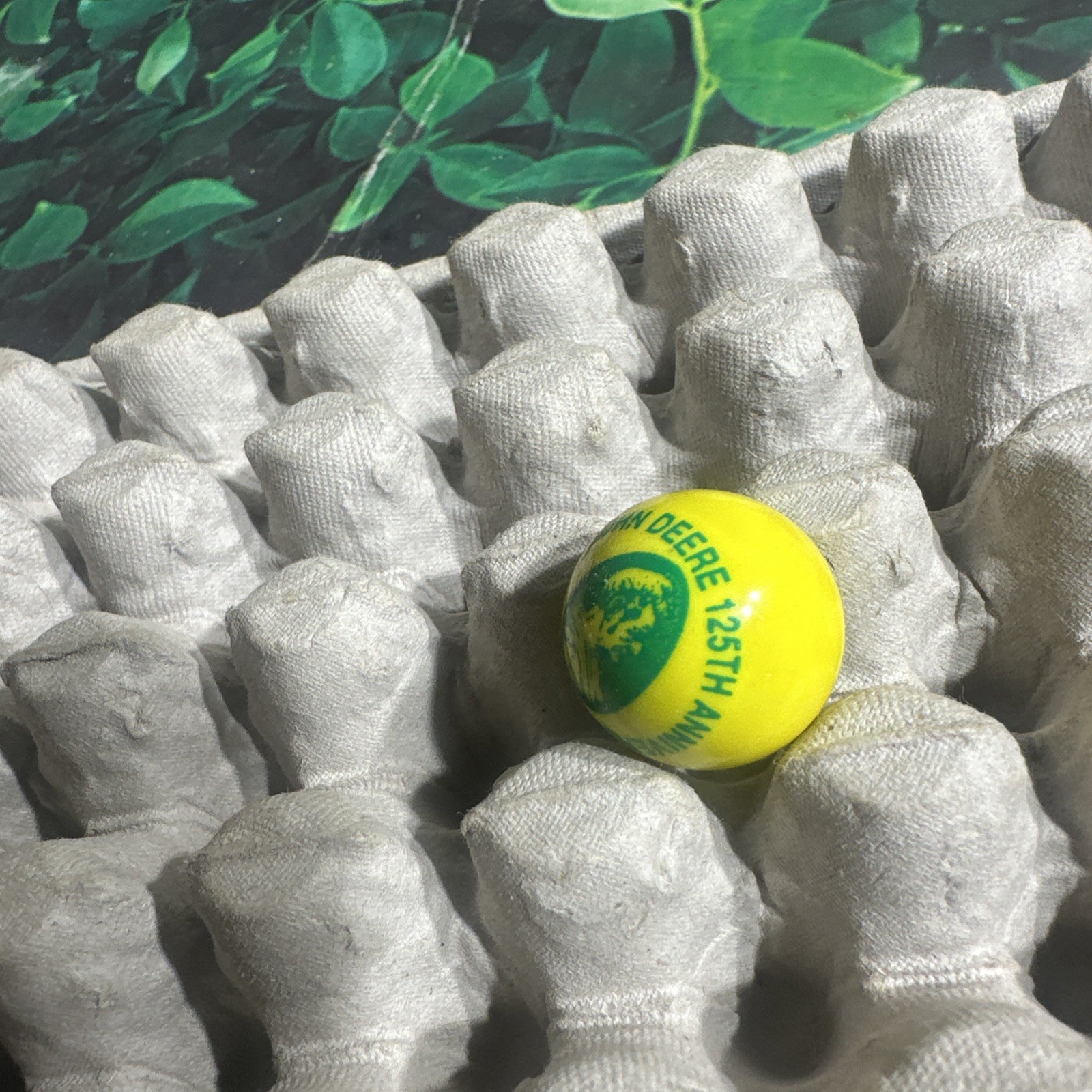 Vintage | “John Deere 125th Anniversary 1837-1962 | Green & Yellow Swirl Marble
