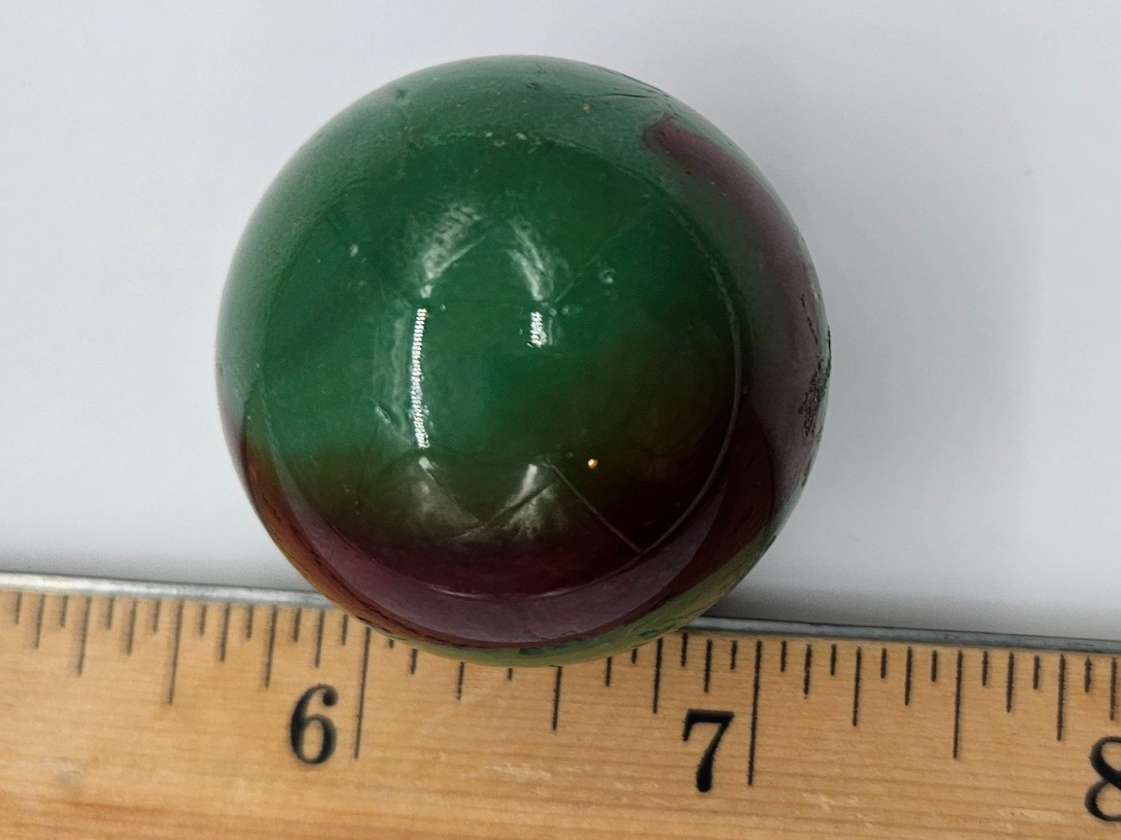 Vintage Marble Toy Glass Sphere Green Oxblood Burgundy Collectible