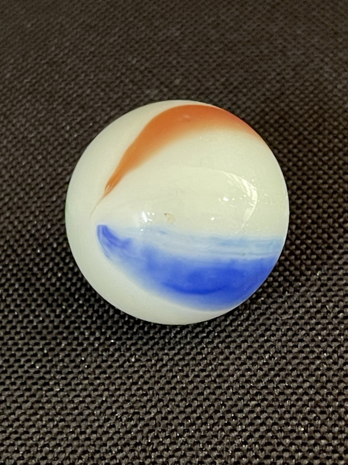 Vintage Akro Agate Peltier Art Swirl 24mm Glass Marble Orange Blue Green Swirl