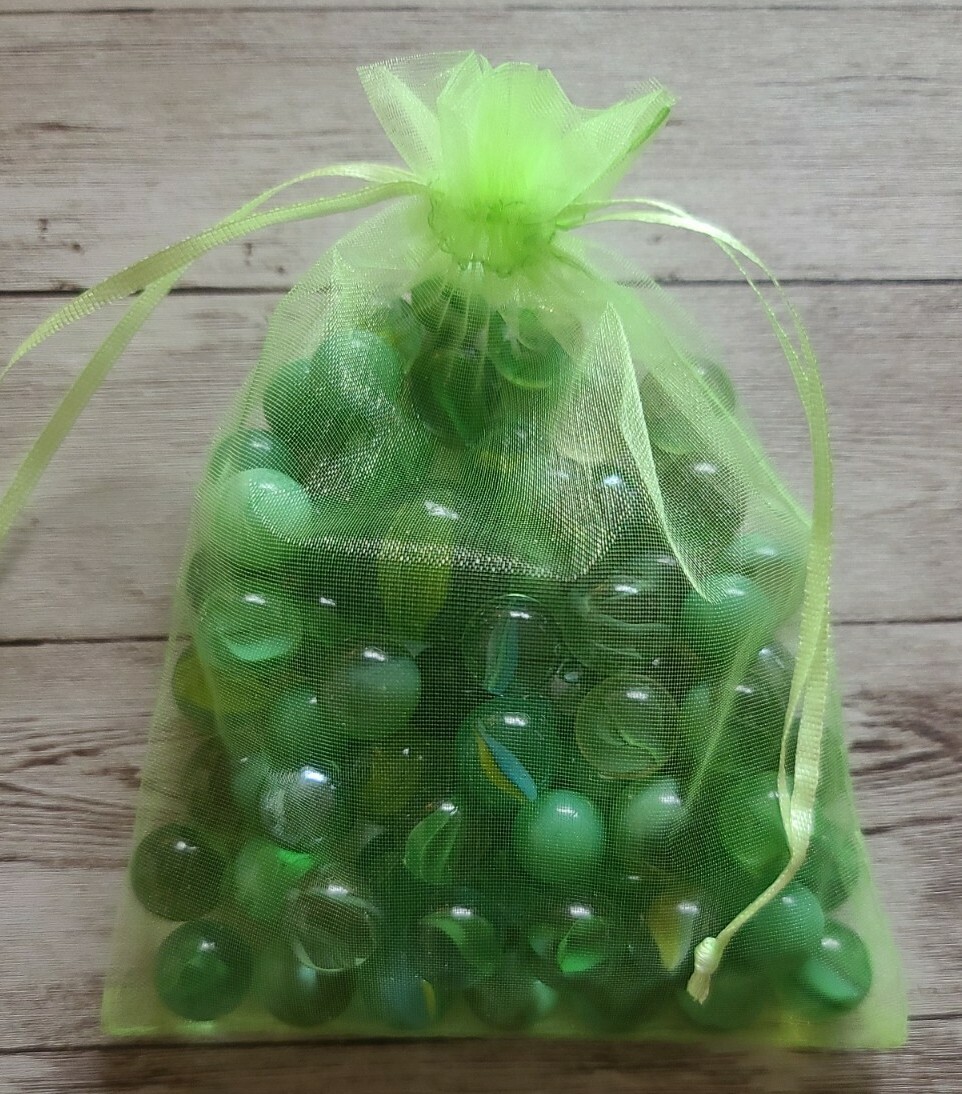 66 Assorted Green ~ Clear ~ Solid ~ Swirl ~ Glass Marbles +1 Large Shooter ~ 18