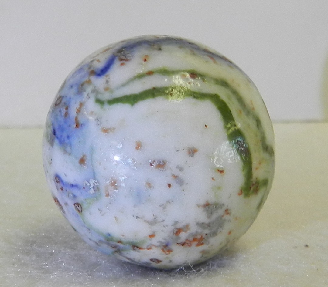 #21040m Large 1 Inch Vintage German Handmade Crockery Shooter Marble