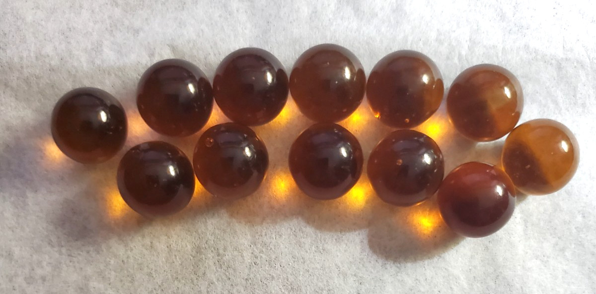 VNTG 12 Amber Colored Marbles W16 L14